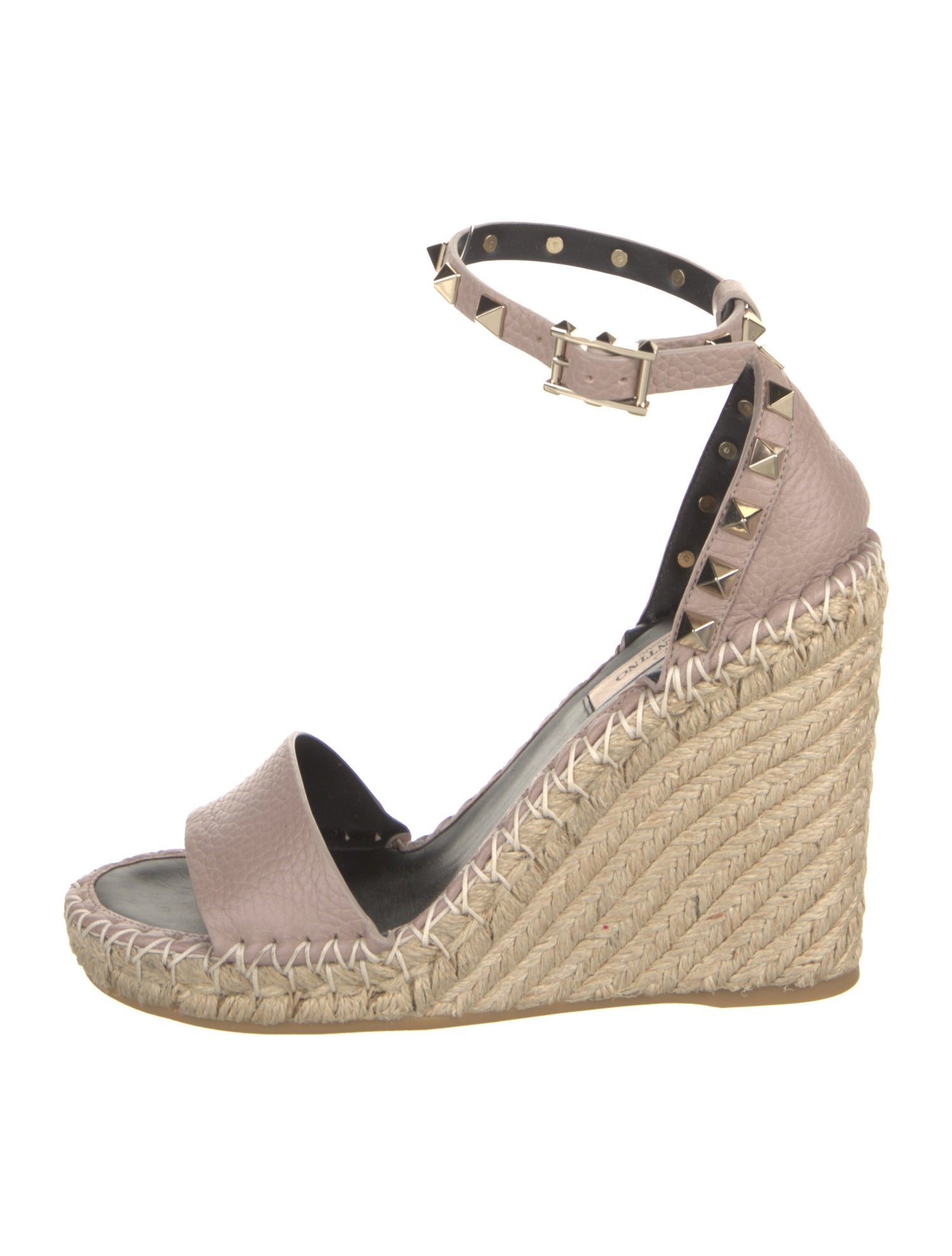 Valentino Leather Studded Accents Espadrilles