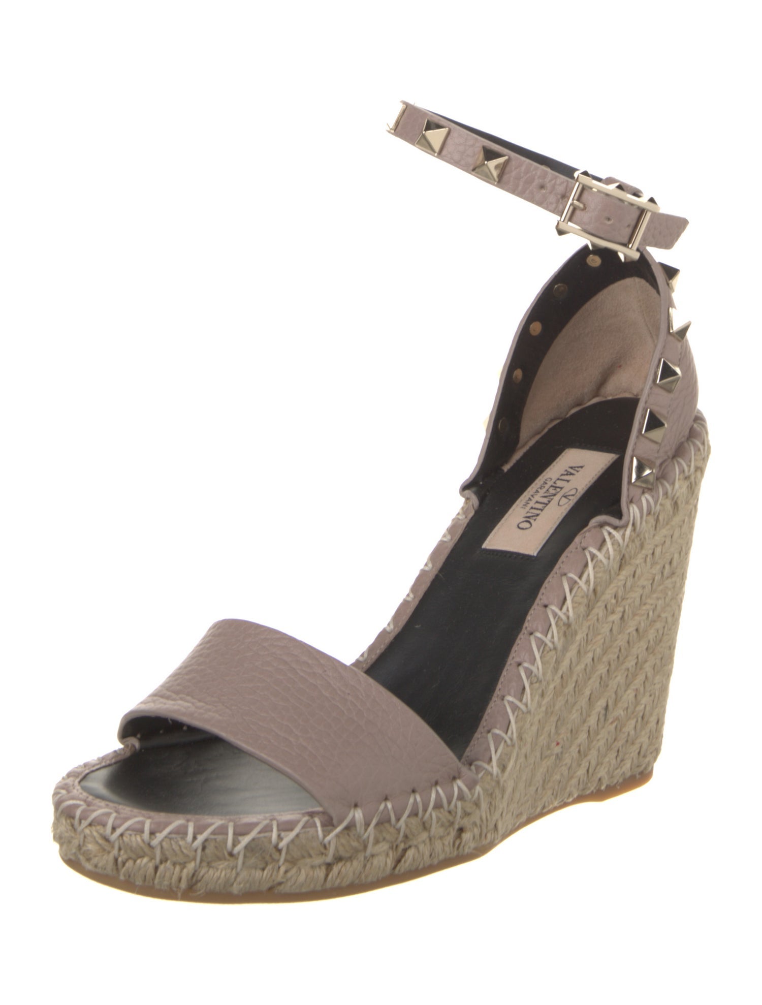 Valentino Leather Studded Accents Espadrilles