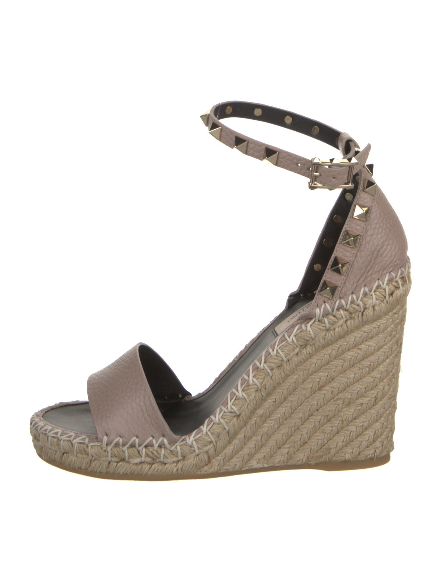 Valentino Leather Studded Accents Espadrilles