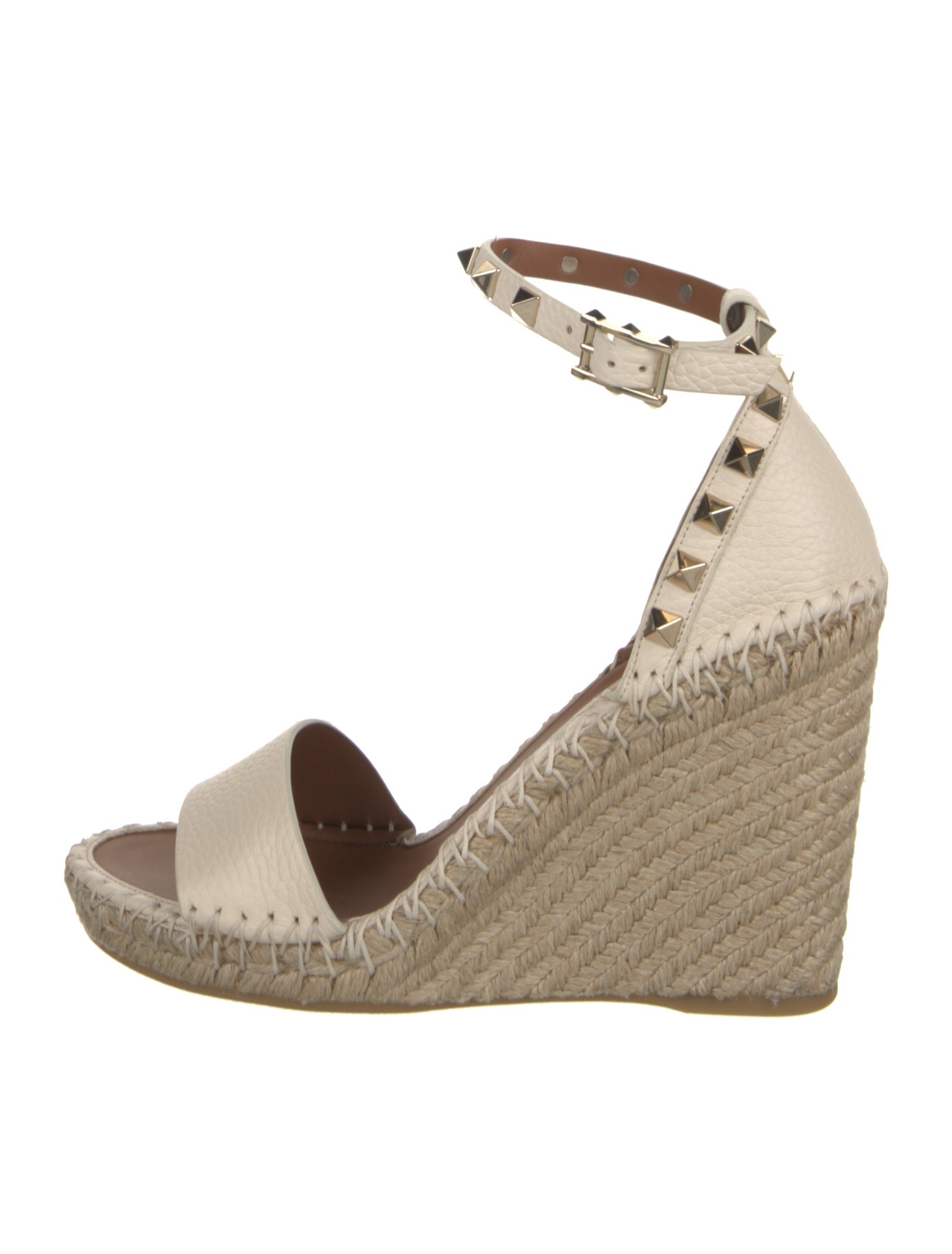 Valentino Leather Studded Accents Espadrilles