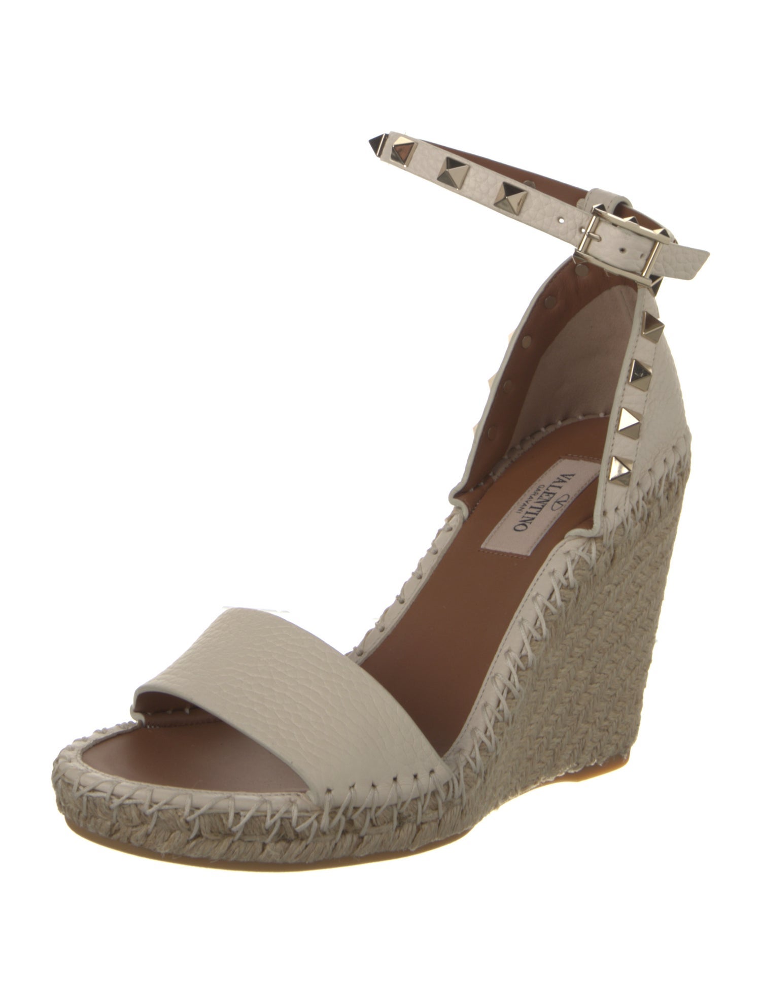 Valentino Leather Studded Accents Espadrilles