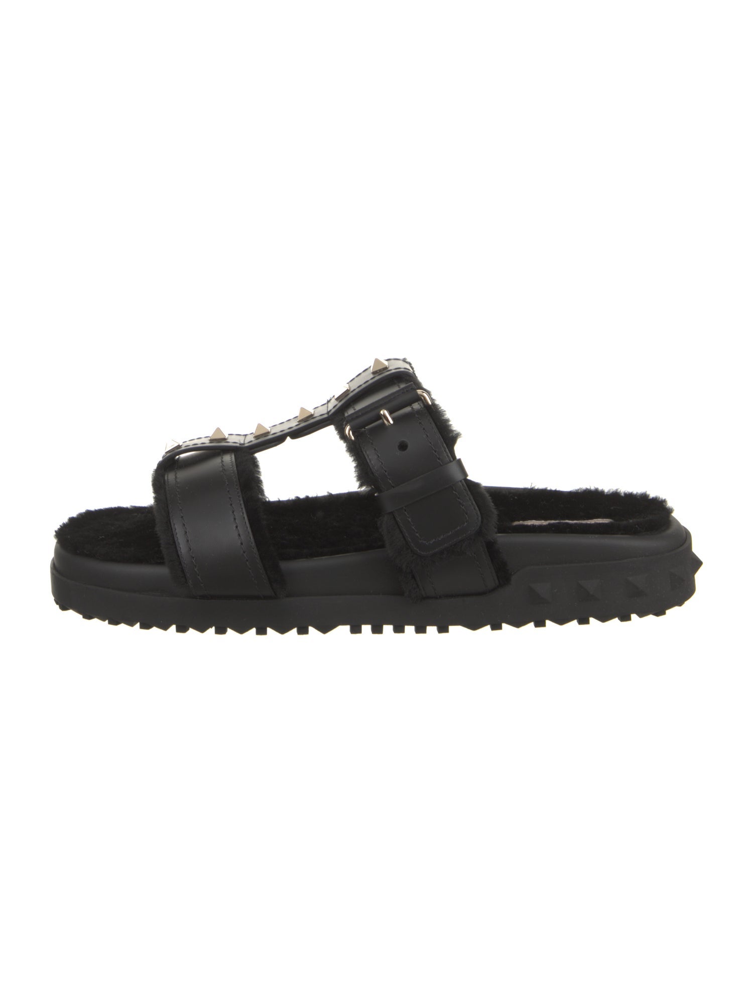 Valentino Rockstud Accents Leather Slides w/ Tags