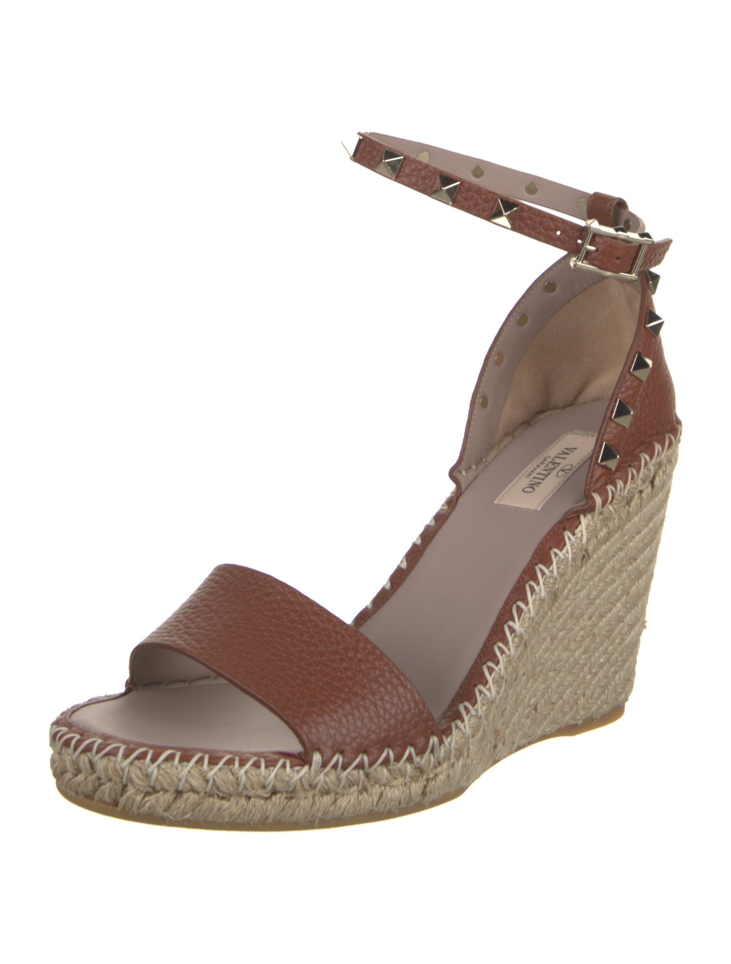 Valentino Rockstud Accents Leather Espadrilles w/ Tags