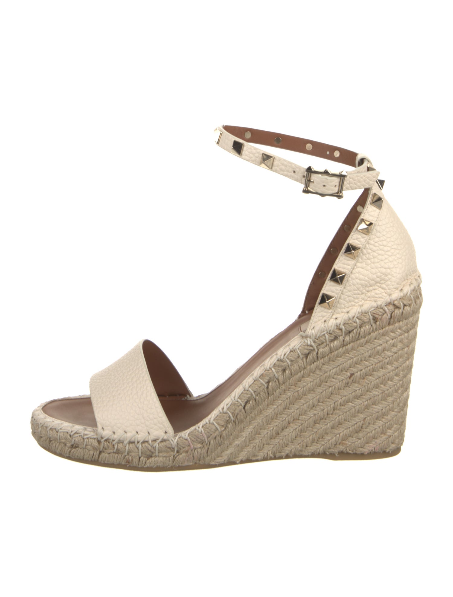 Valentino Rockstud Accents Leather Espadrilles