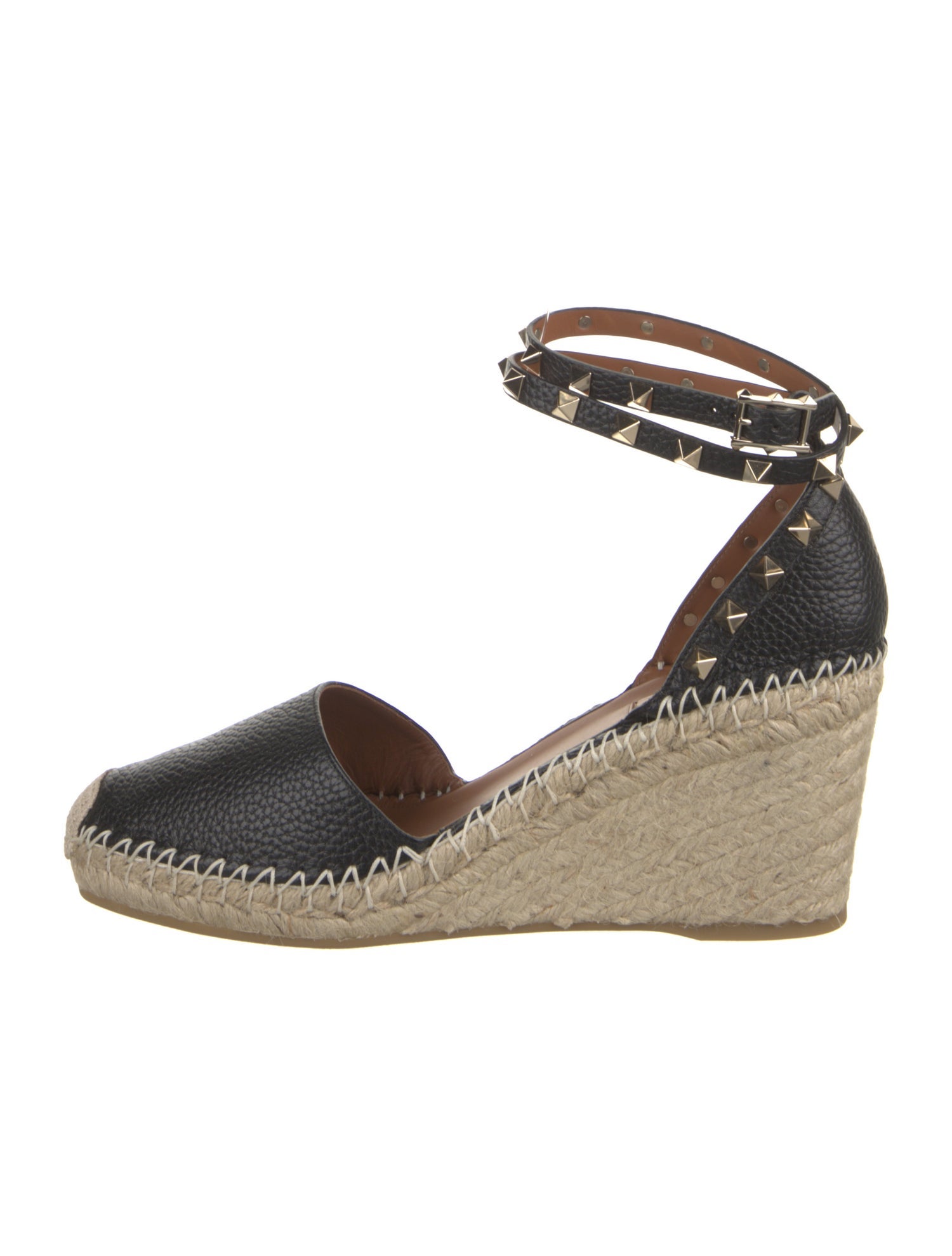 Valentino Leather Studded Accents Espadrilles