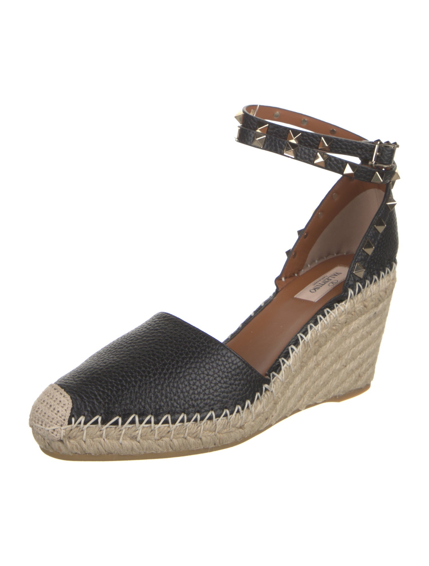 Valentino Leather Studded Accents Espadrilles