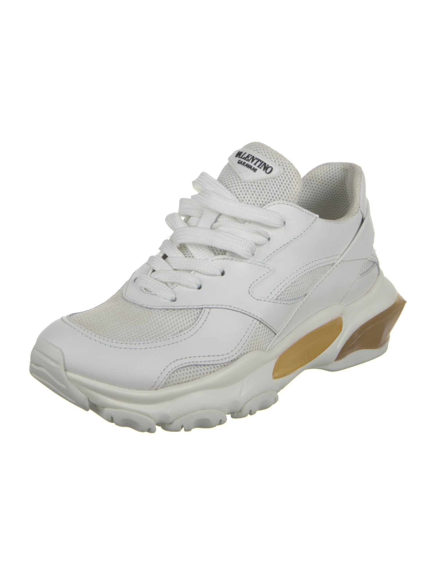 Valentino Leather Mesh Accents Sneakers