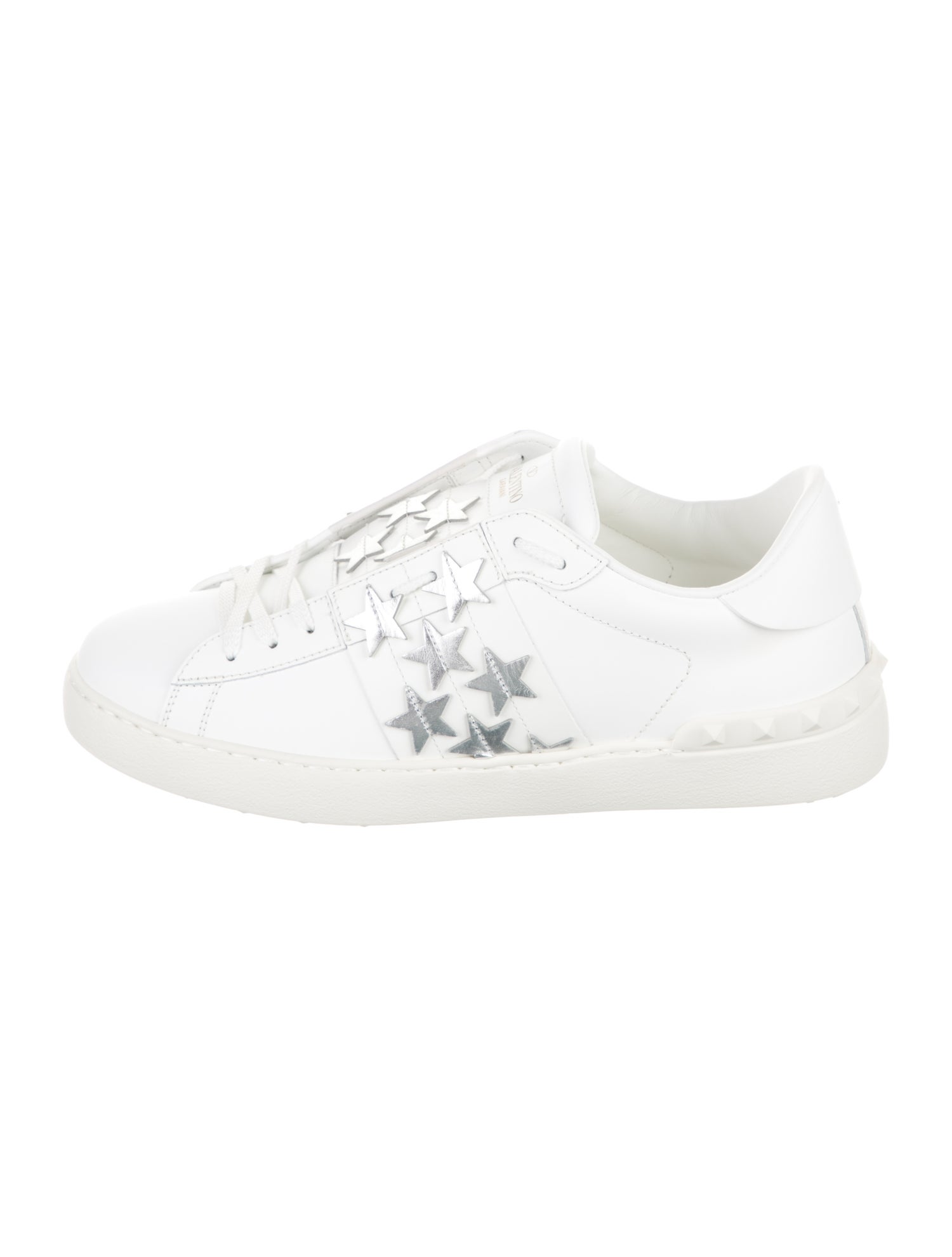 Valentino Rockstud Accents Leather Sneakers