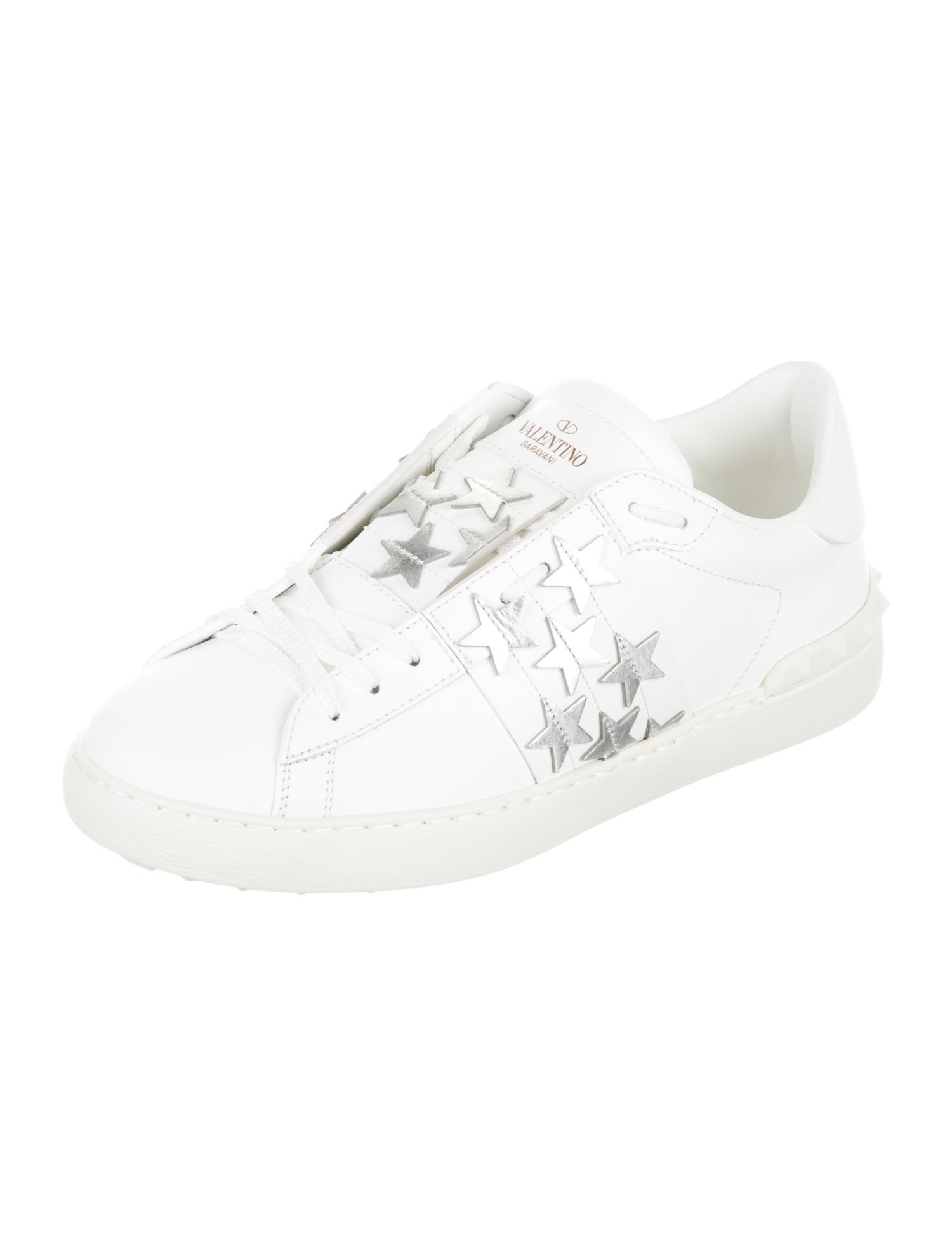 Valentino Rockstud Accents Leather Sneakers