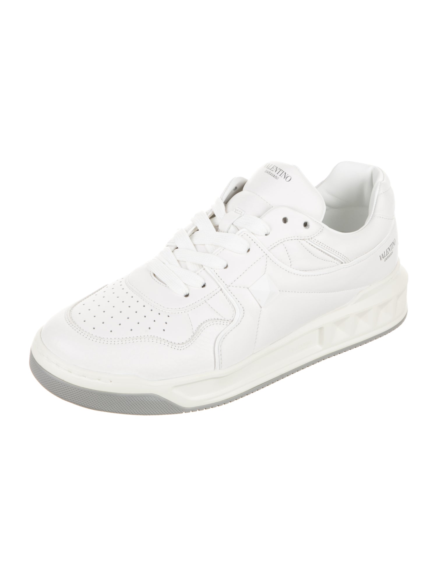 Valentino Leather Lasercut Accents Sneakers