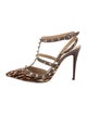Valentino Rockstud Accents Ponyhair T-Strap Pumps