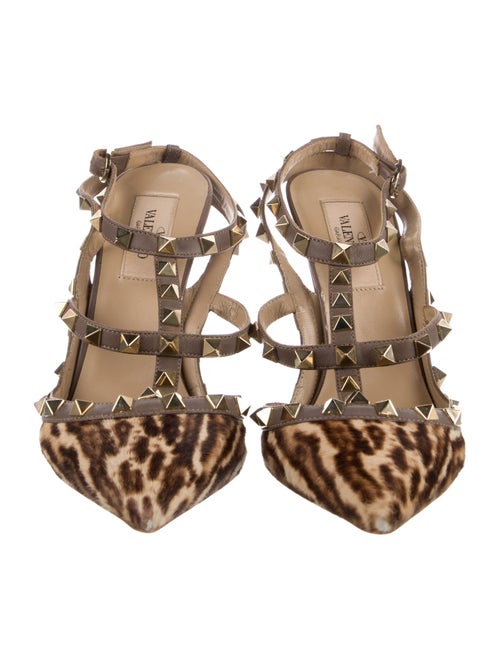 Valentino Rockstud Accents Ponyhair T-Strap Pumps