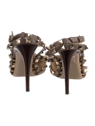 Valentino Rockstud Accents Ponyhair T-Strap Pumps