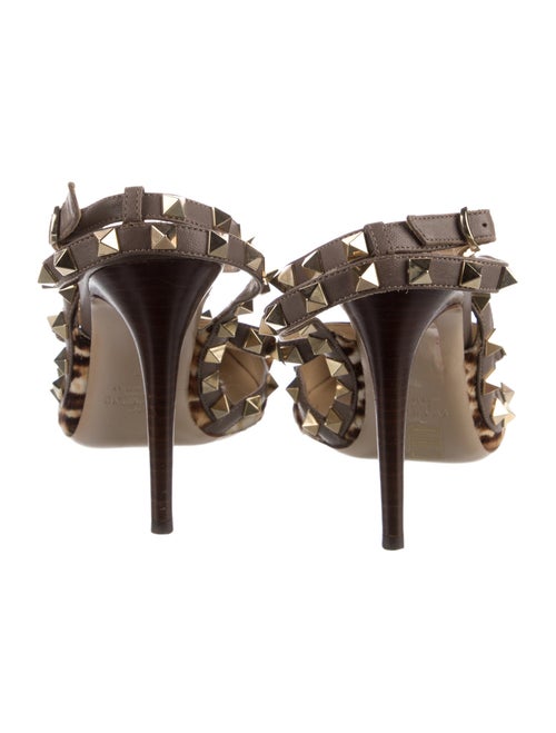 Valentino Rockstud Accents Ponyhair T-Strap Pumps
