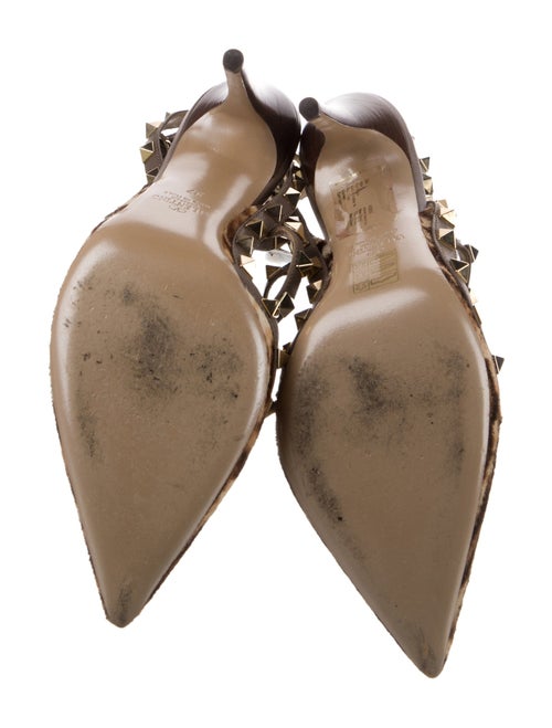 Valentino Rockstud Accents Ponyhair T-Strap Pumps