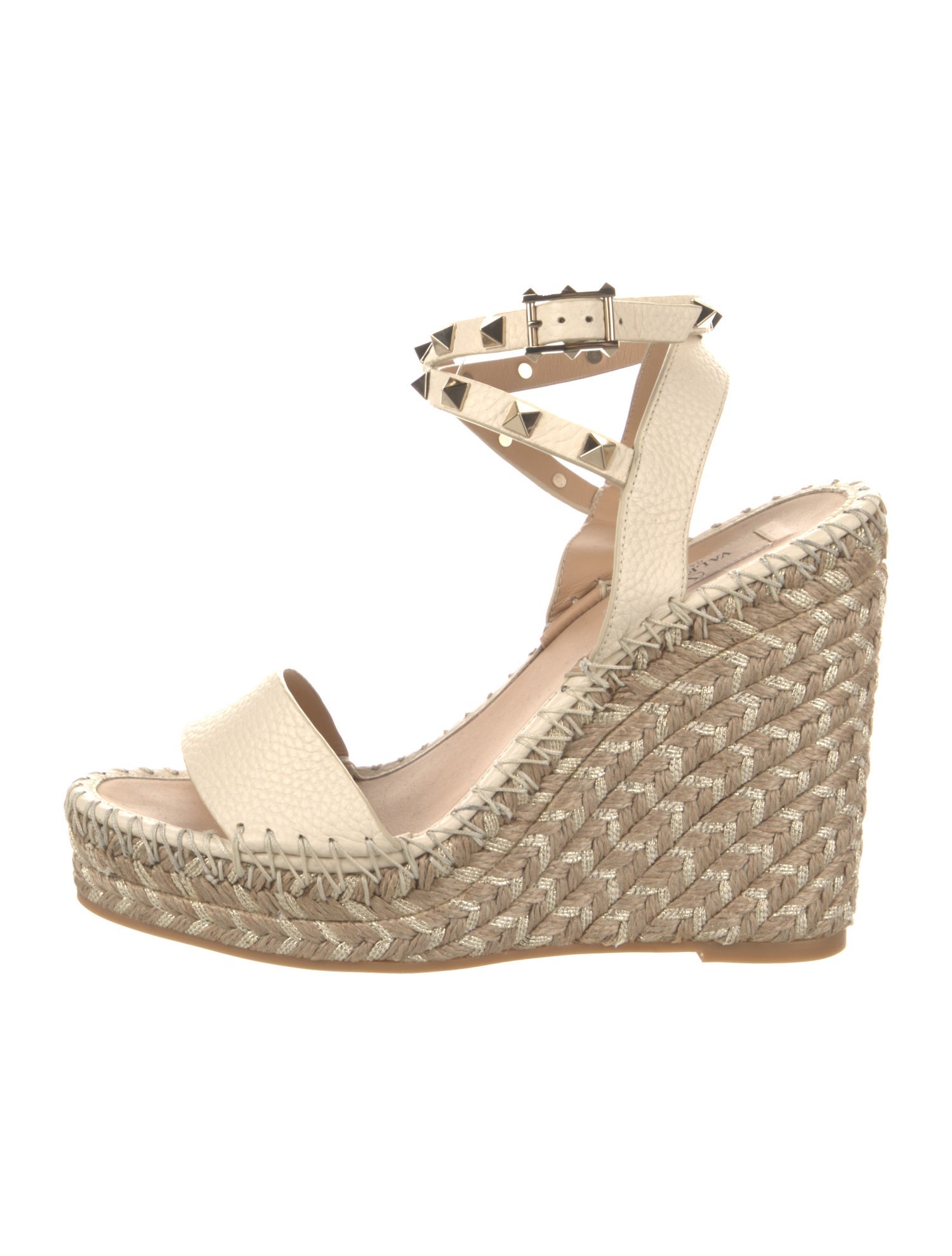 Valentino Rockstud Accents Leather Espadrilles