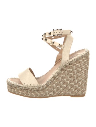 Valentino Rockstud Accents Leather Espadrilles