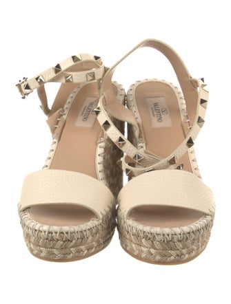 Valentino Rockstud Accents Leather Espadrilles