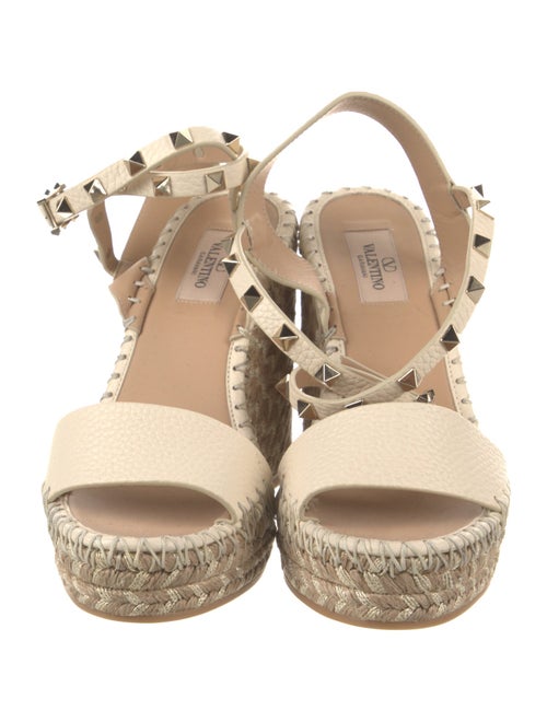Valentino Rockstud Accents Leather Espadrilles
