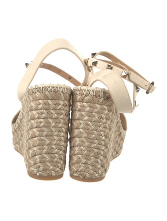 Valentino Rockstud Accents Leather Espadrilles
