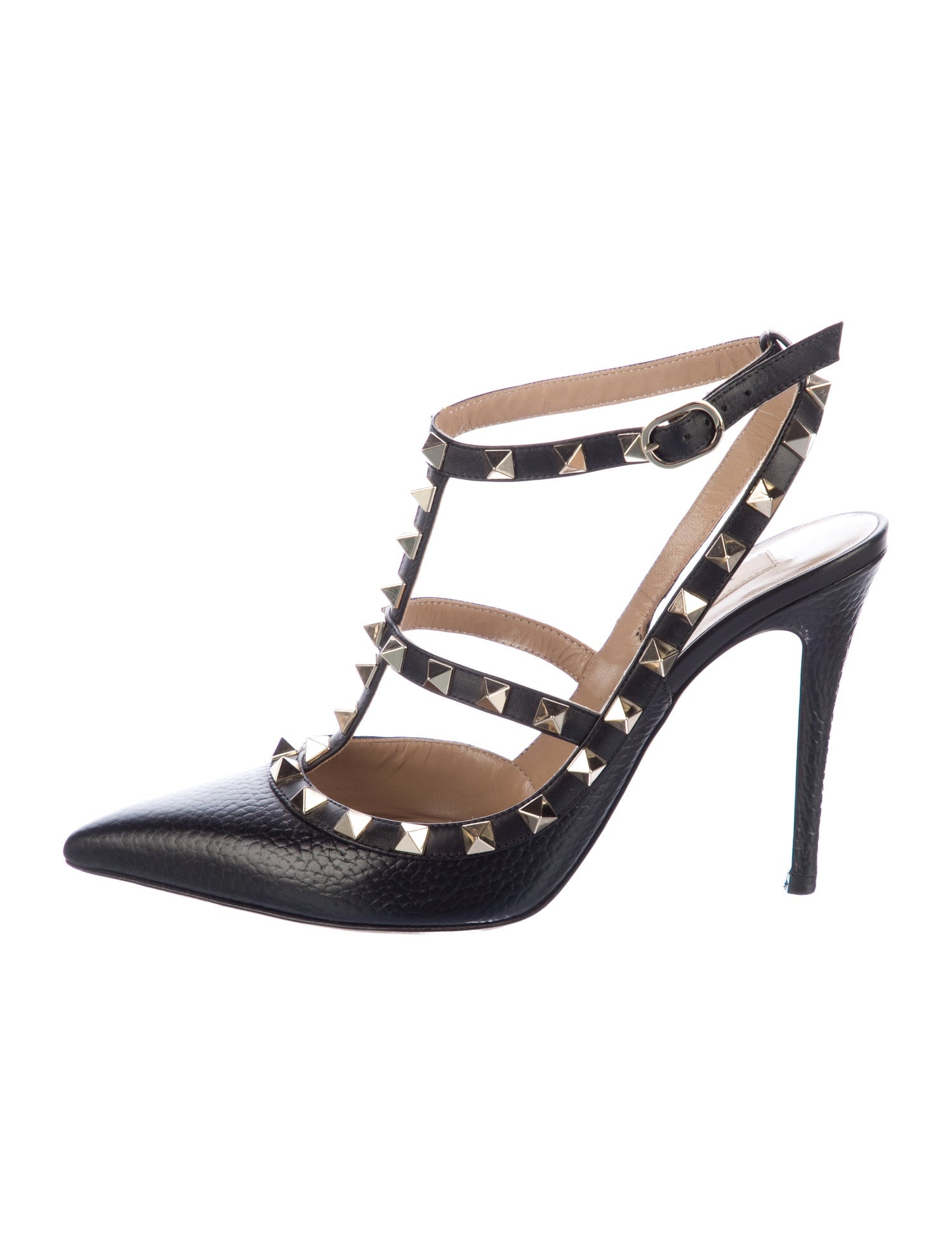 Valentino Rockstud Accents Leather T-Strap Pumps