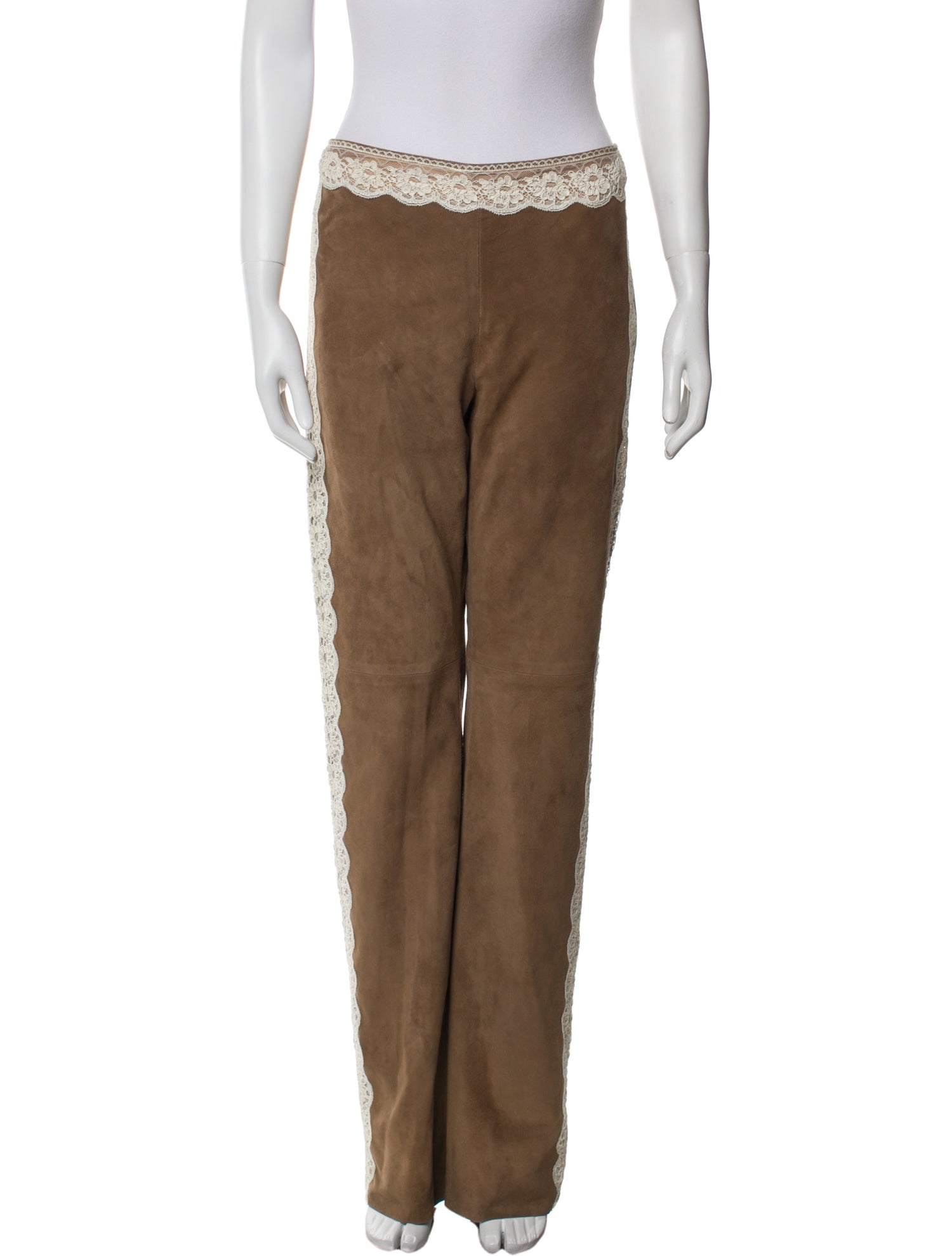 Valentino Lamb Leather Straight Leg Pants