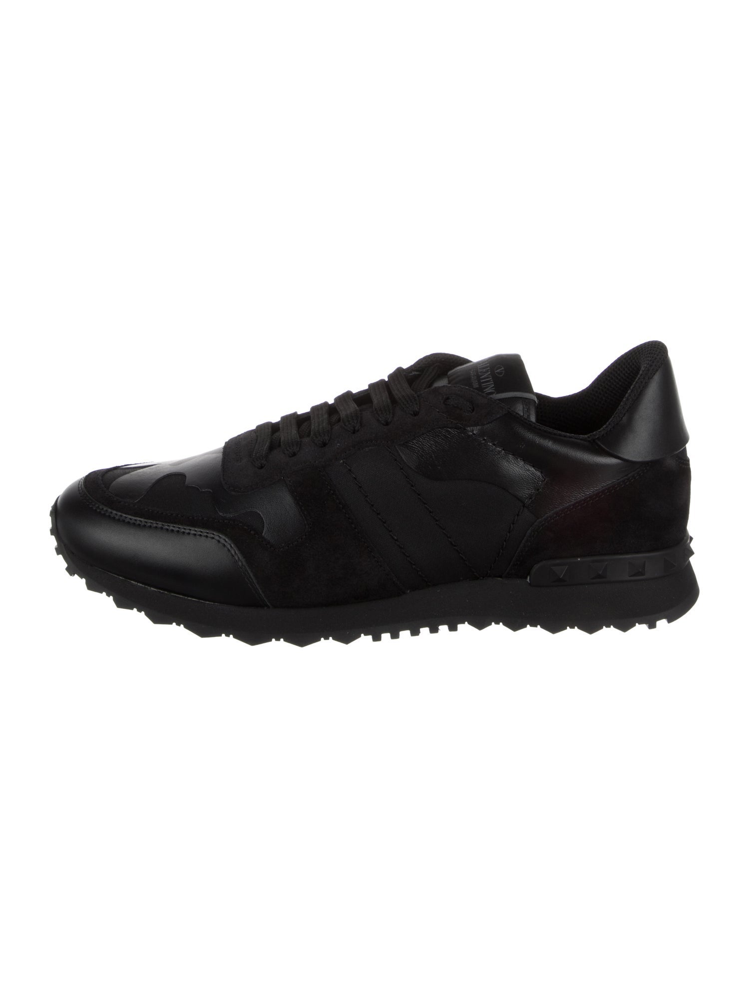 Valentino Leather Leather Trim Embellishment Sneakers