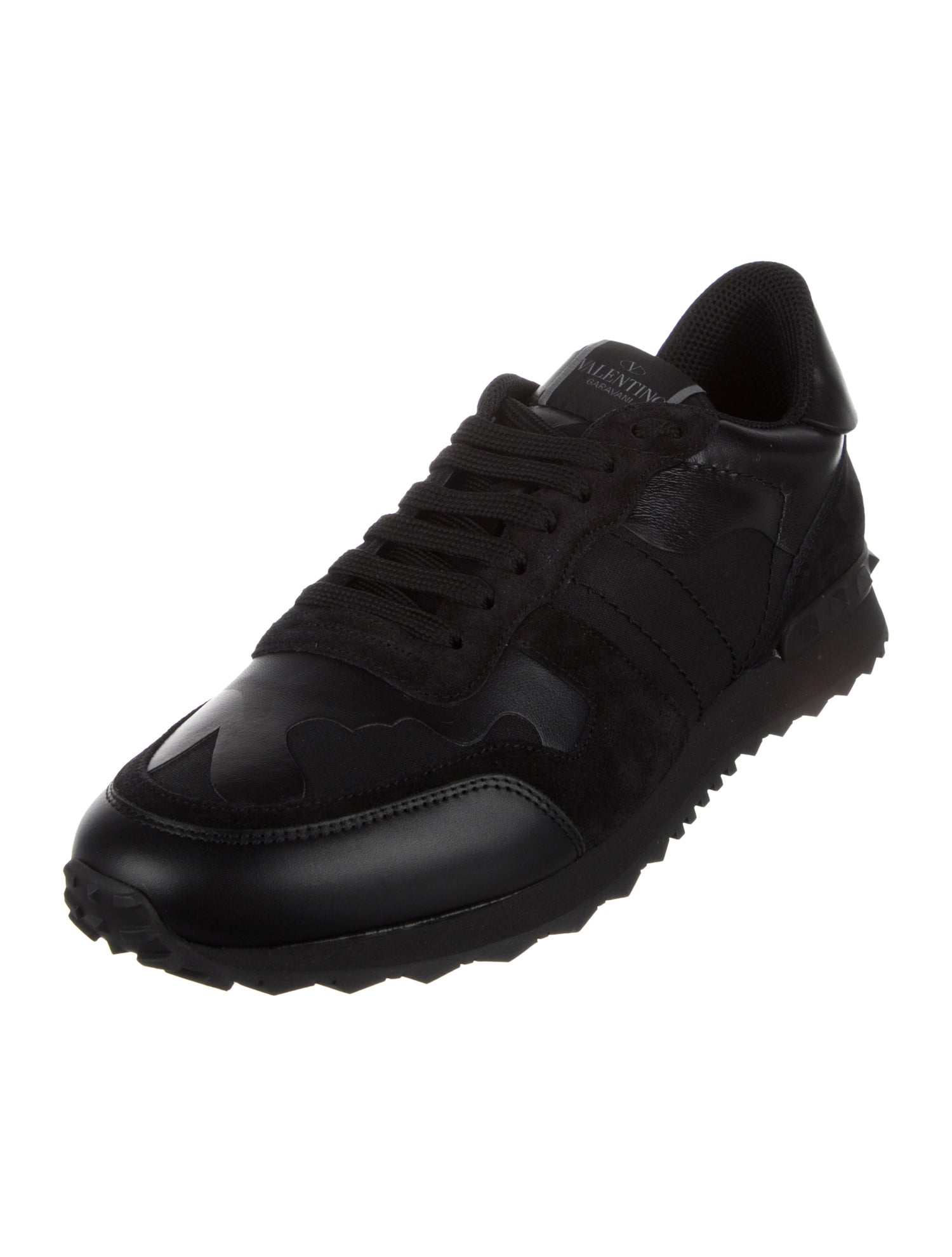 Valentino Leather Leather Trim Embellishment Sneakers