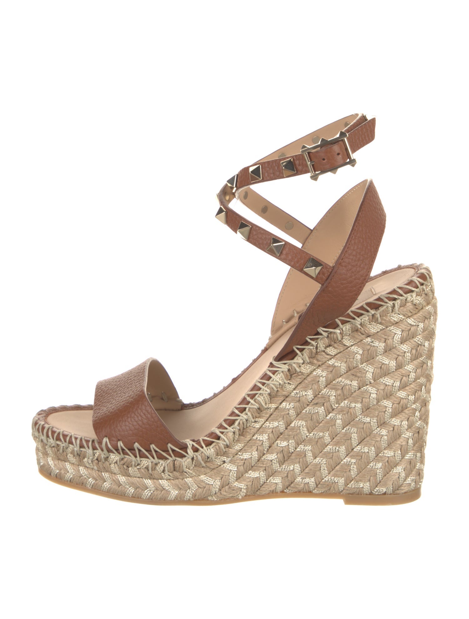 Valentino Rockstud Accents Leather Espadrilles