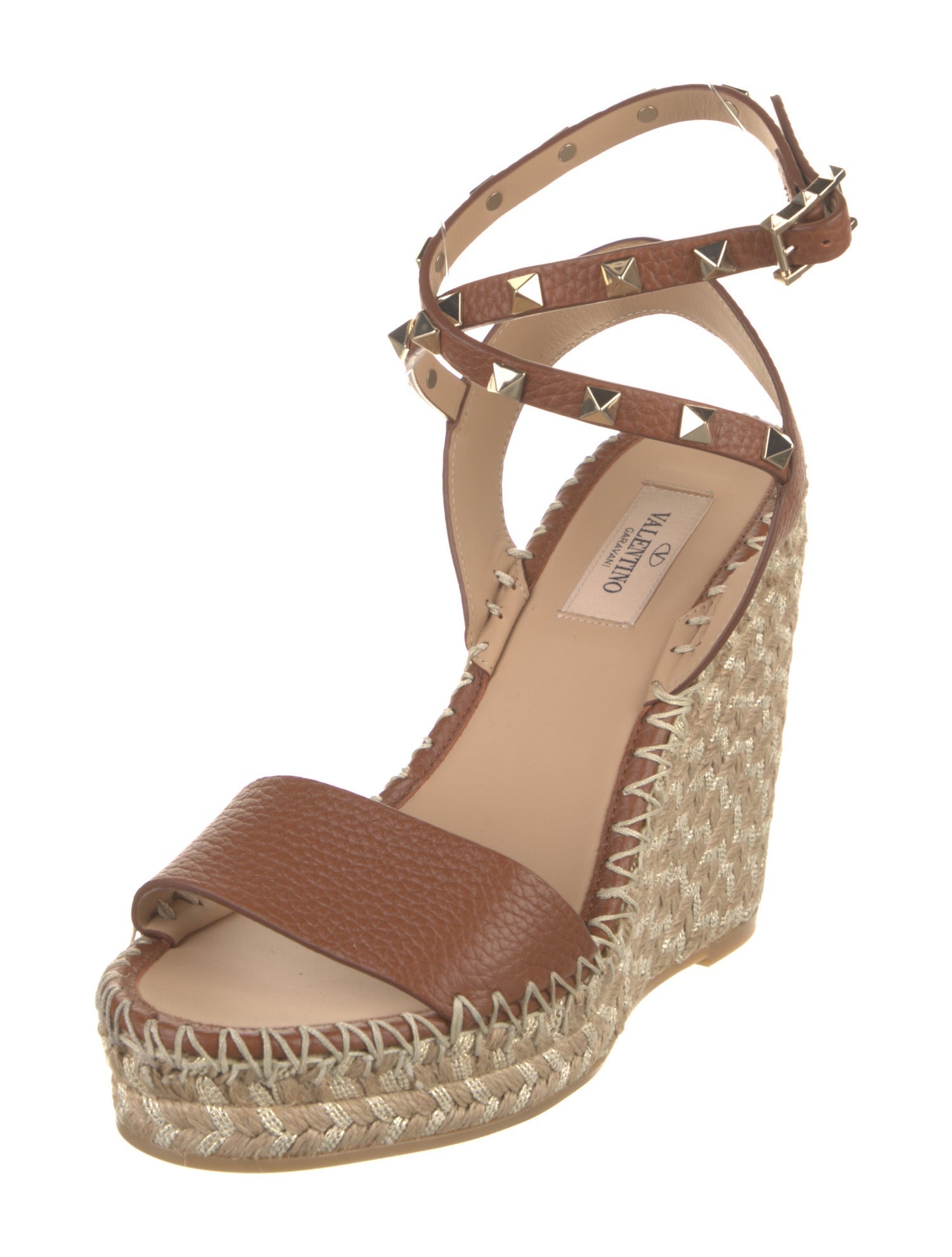 Valentino Rockstud Accents Leather Espadrilles