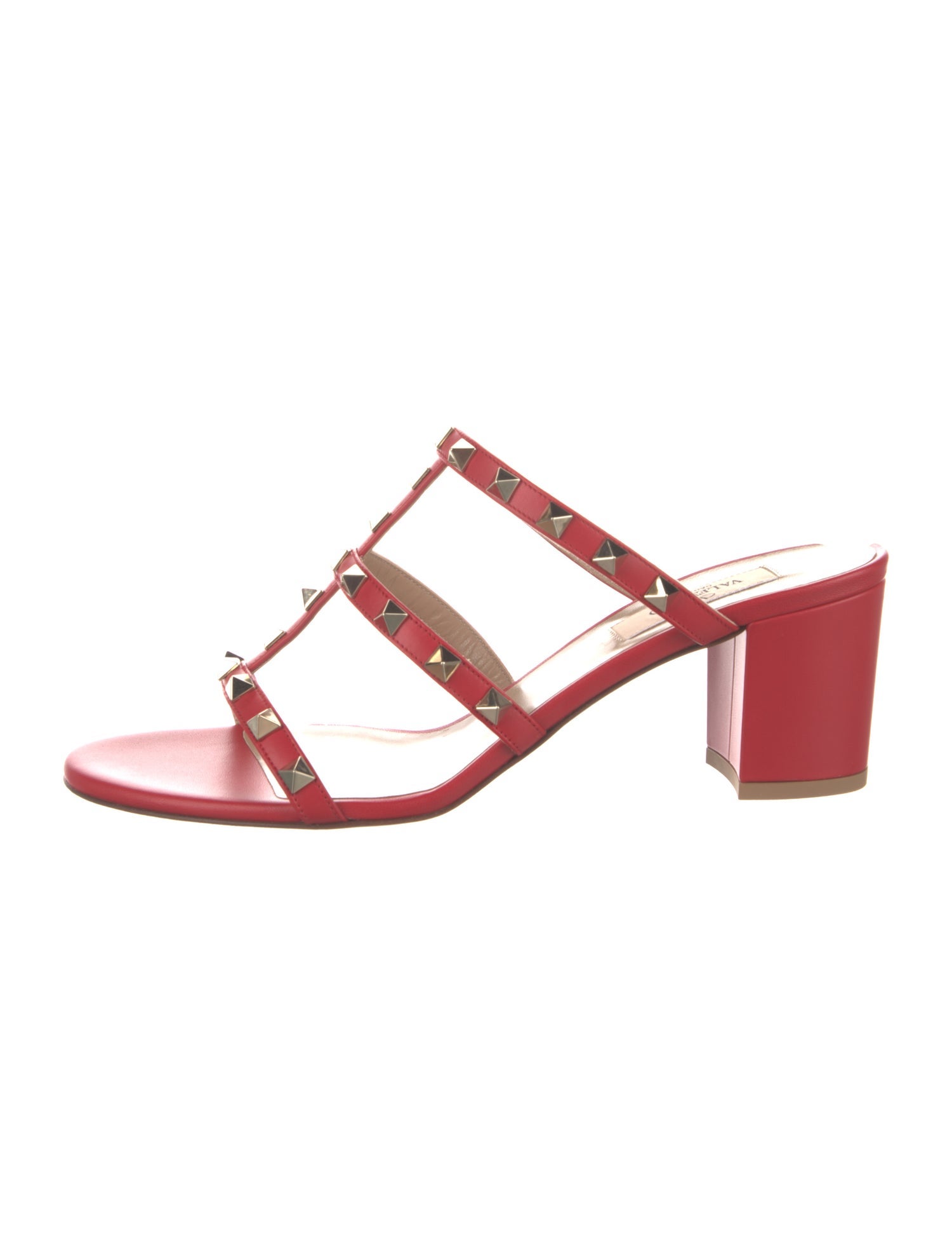 Valentino Leather Studded Accents T-Strap Sandals