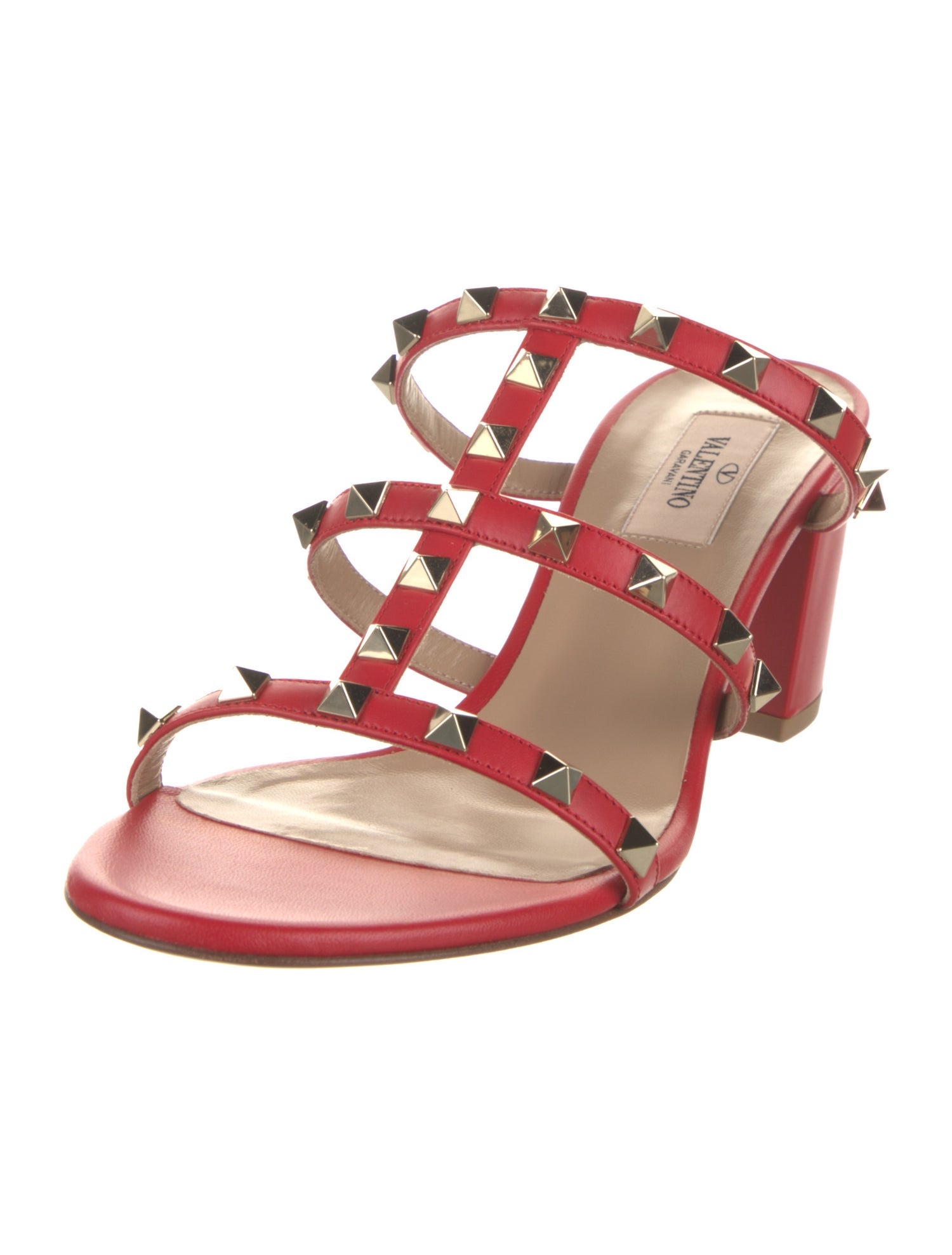 Valentino Leather T-Strap Sandals