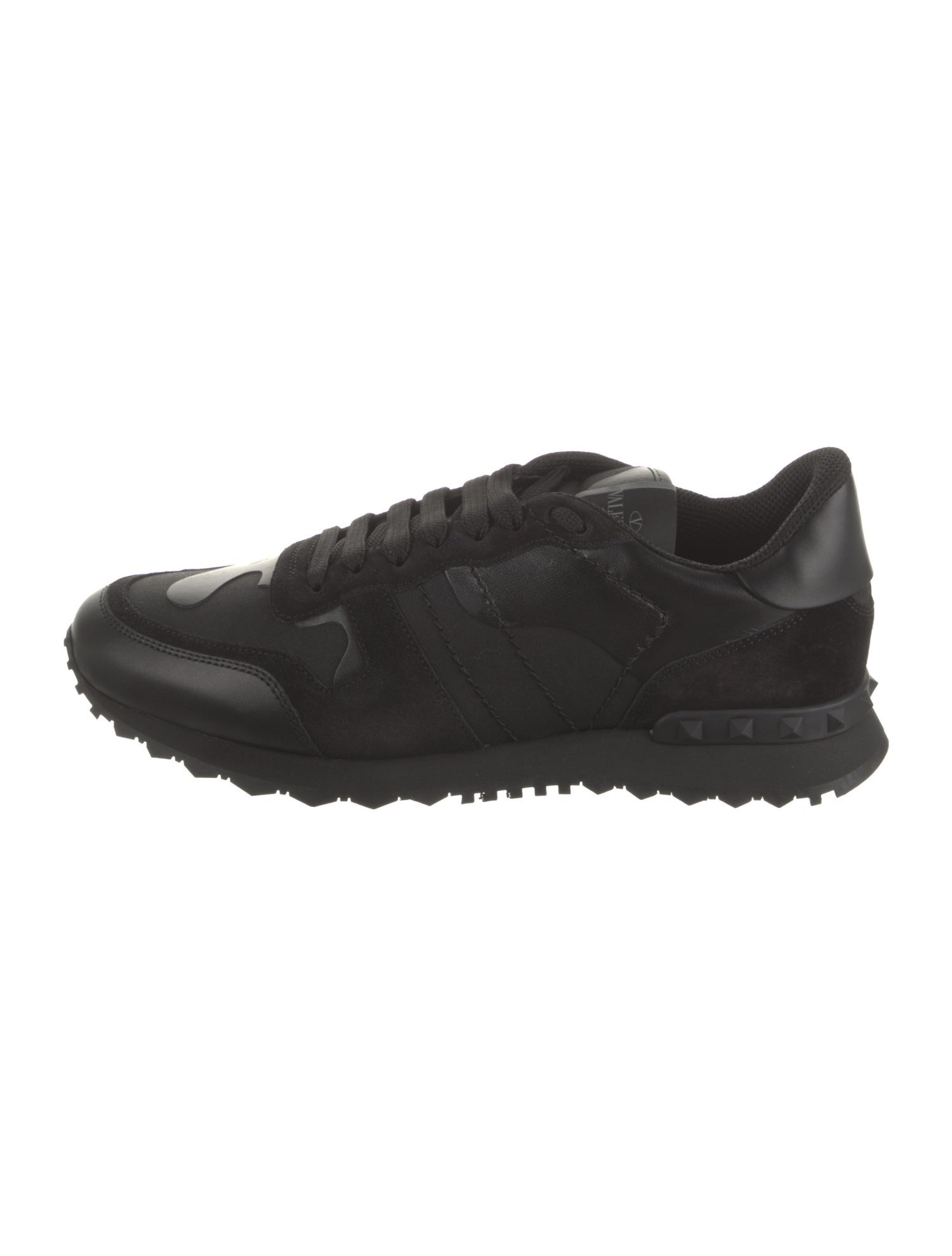 Valentino Canvas Leather Trim Embellishment Sneakers
