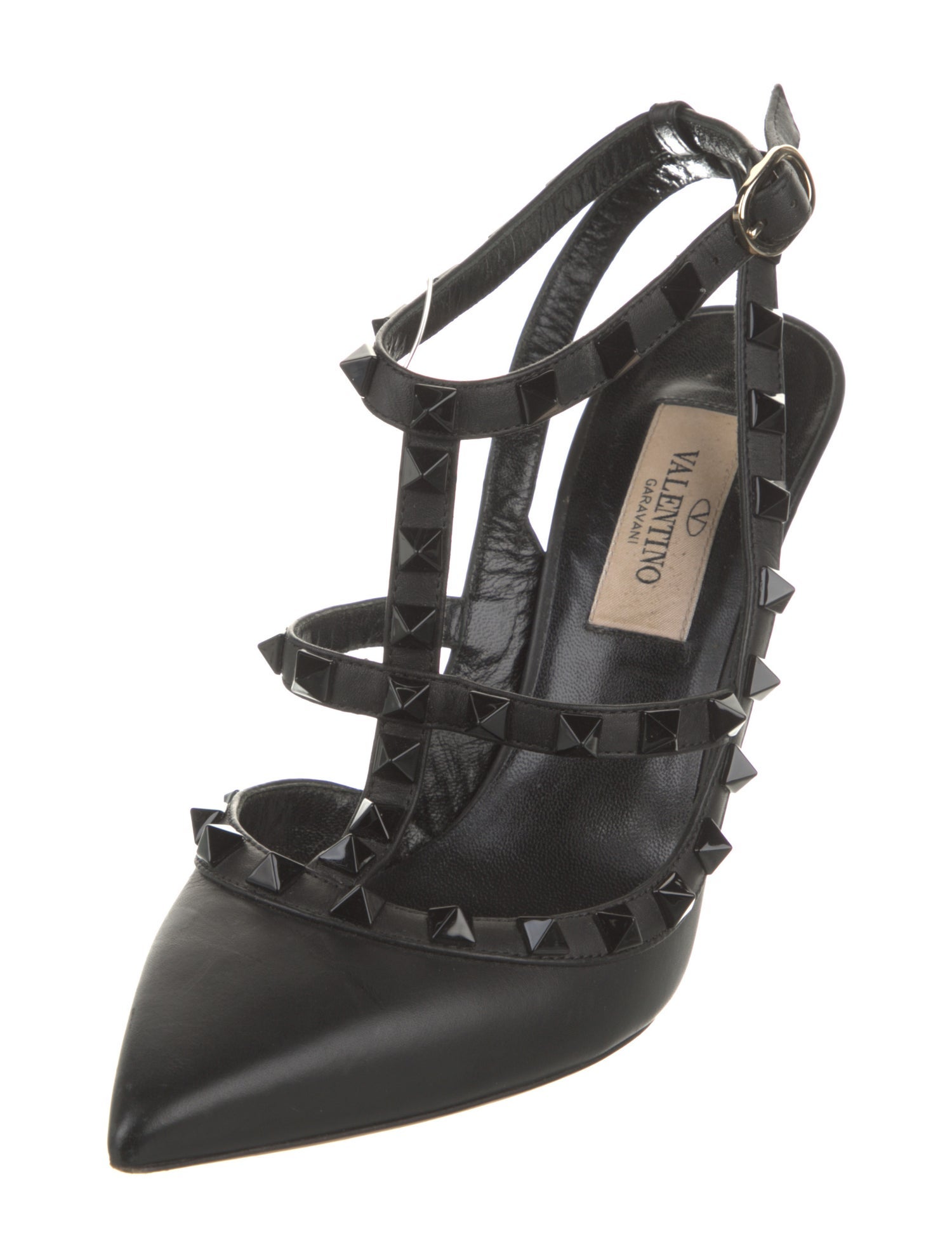 Valentino Rockstud Accents Leather T-Strap Pumps