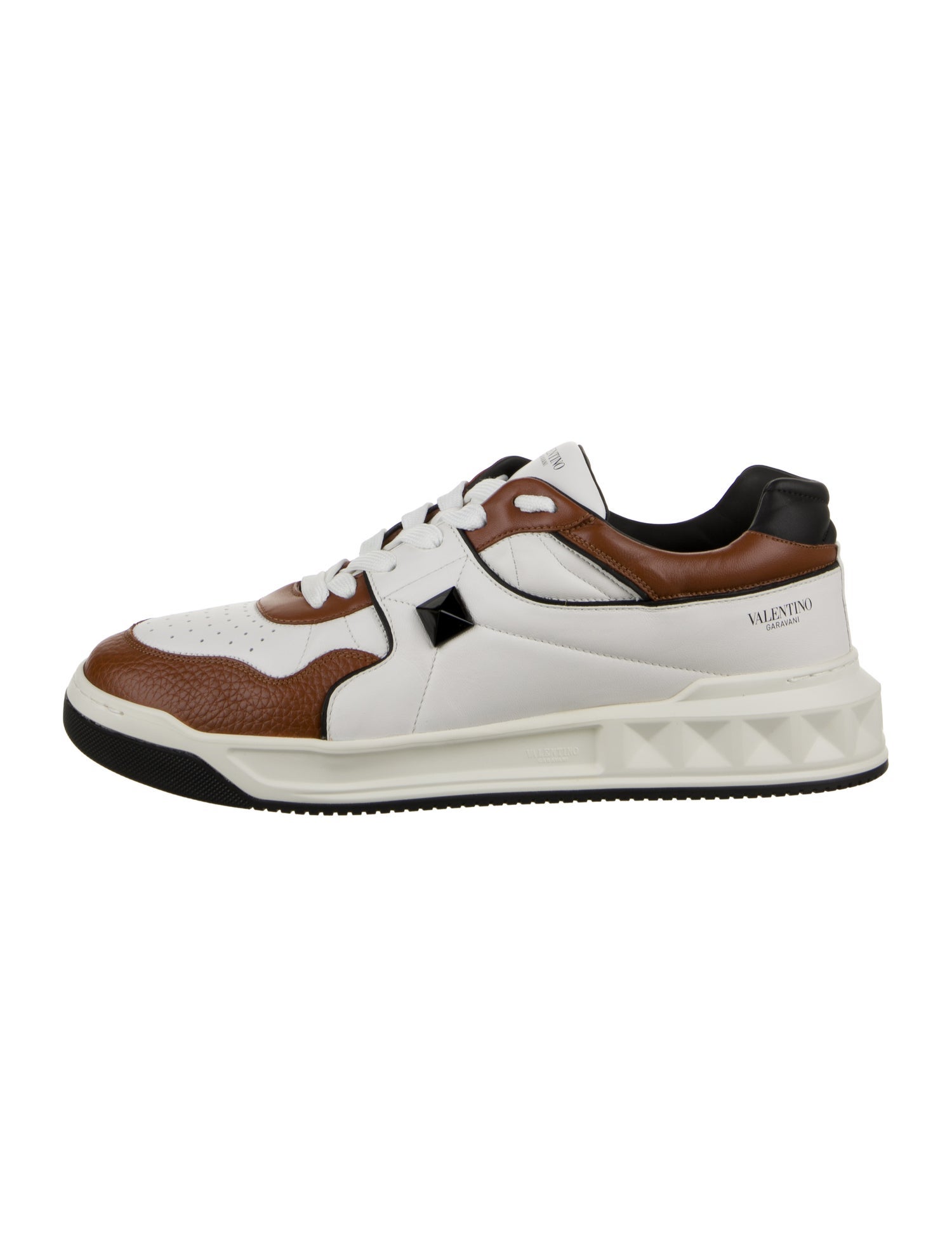 Valentino Leather Colorblock Pattern Athletic Sneakers