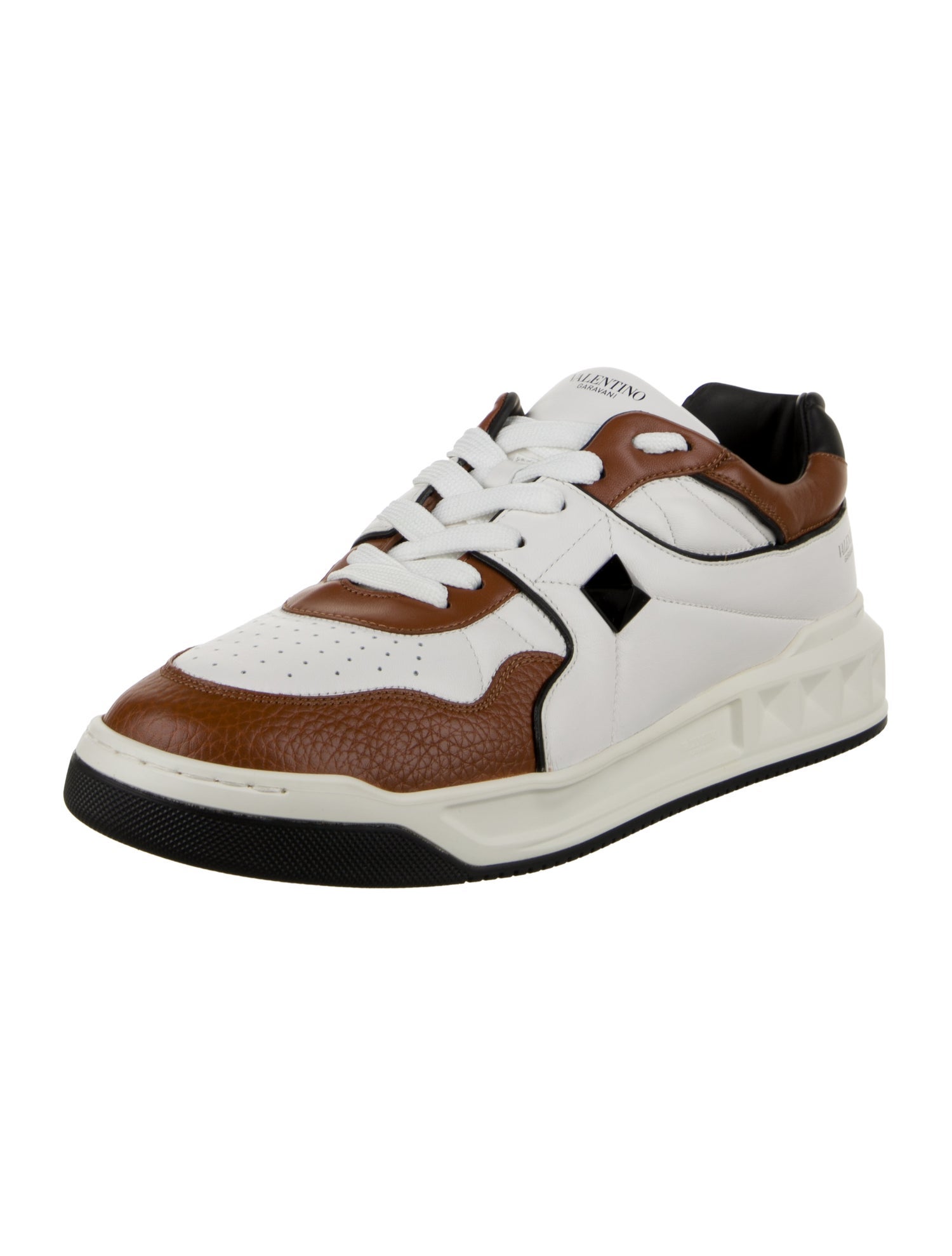 Valentino Leather Colorblock Pattern Athletic Sneakers