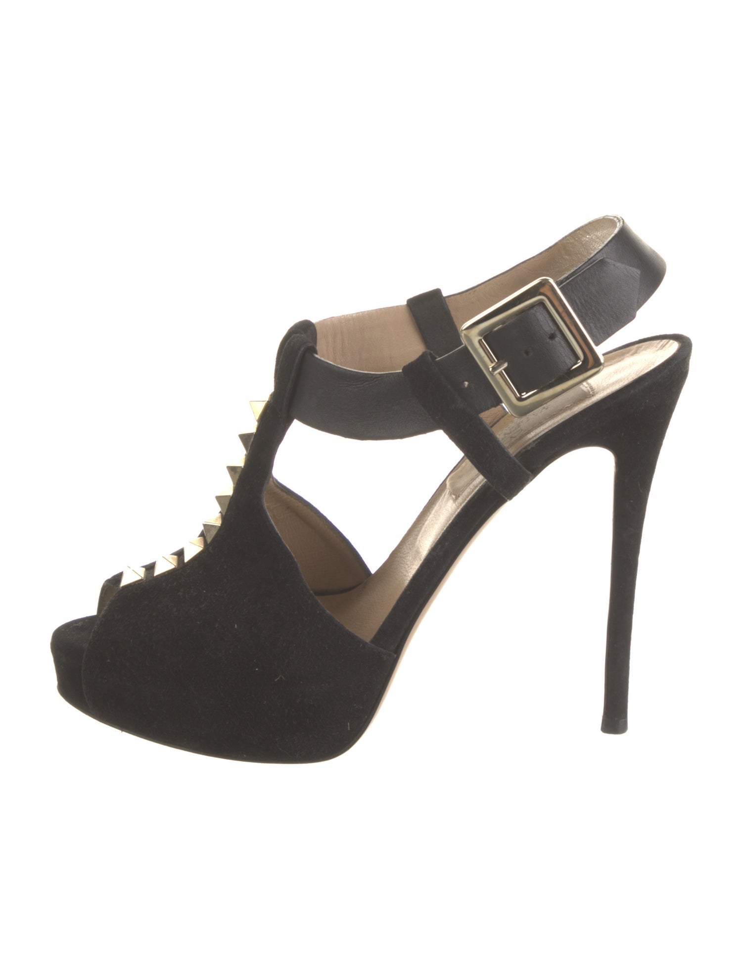 Valentino Rockstud Accents Suede T-Strap Pumps