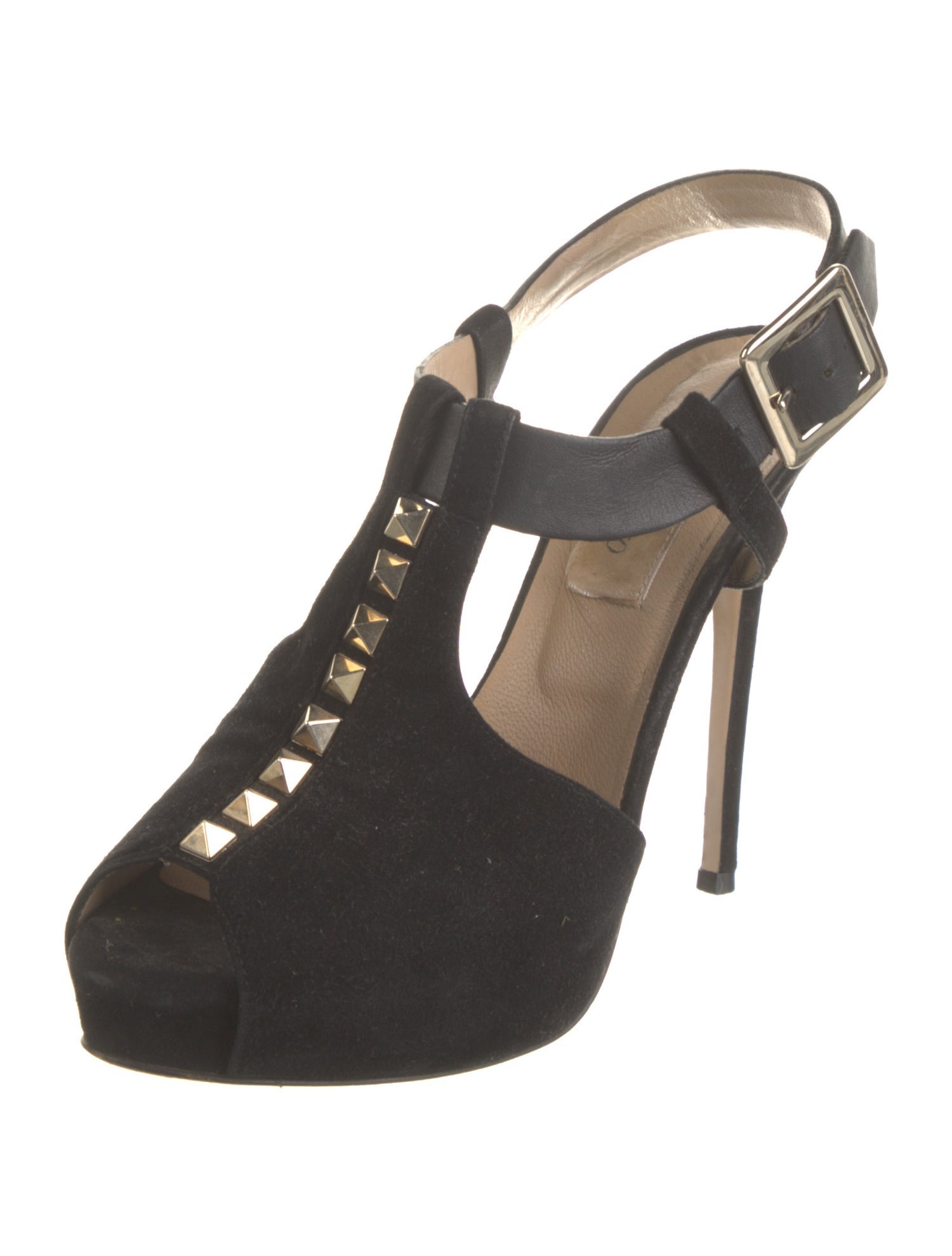Valentino Rockstud Accents Suede T-Strap Pumps