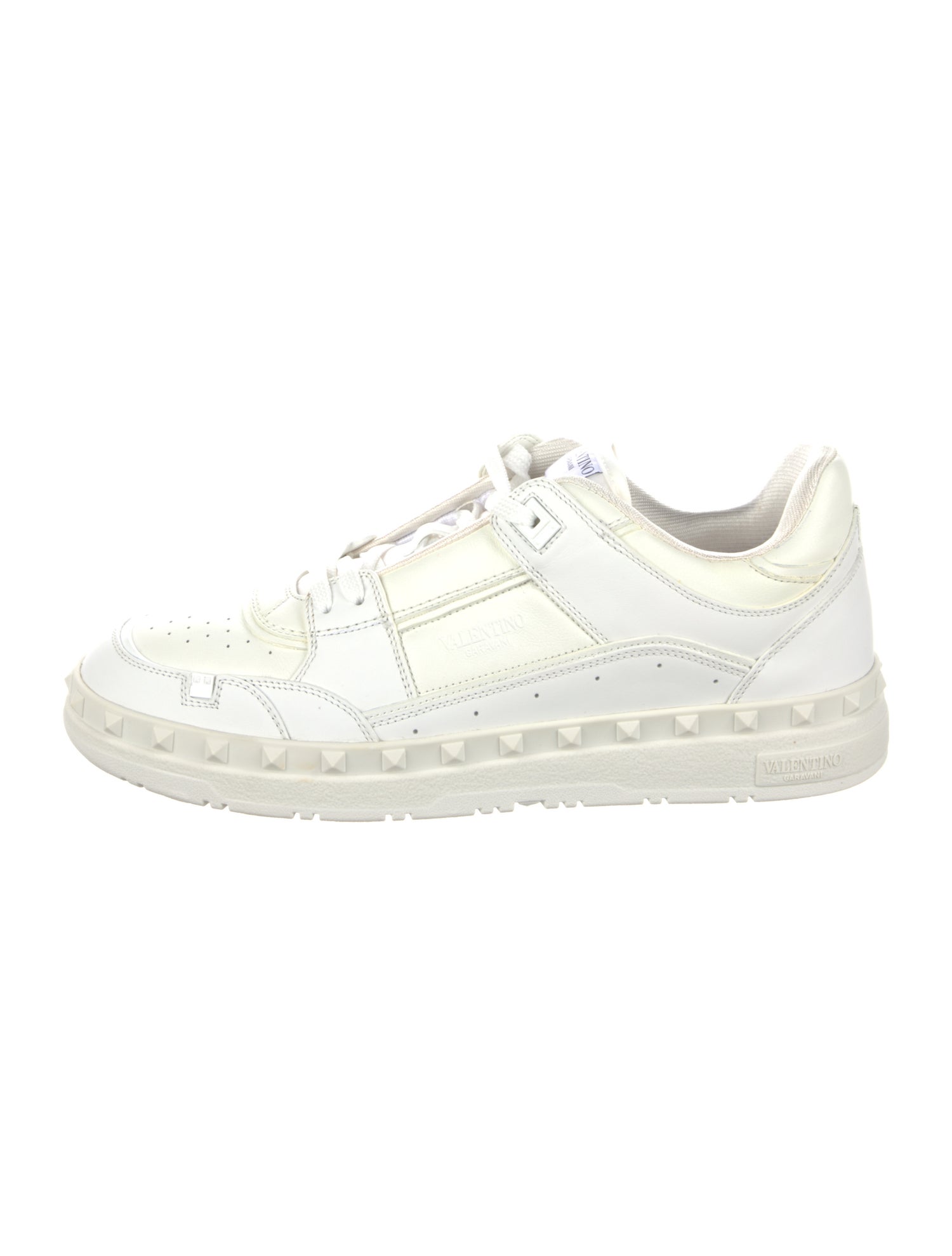 Valentino Rockstud Accents Leather Sneakers