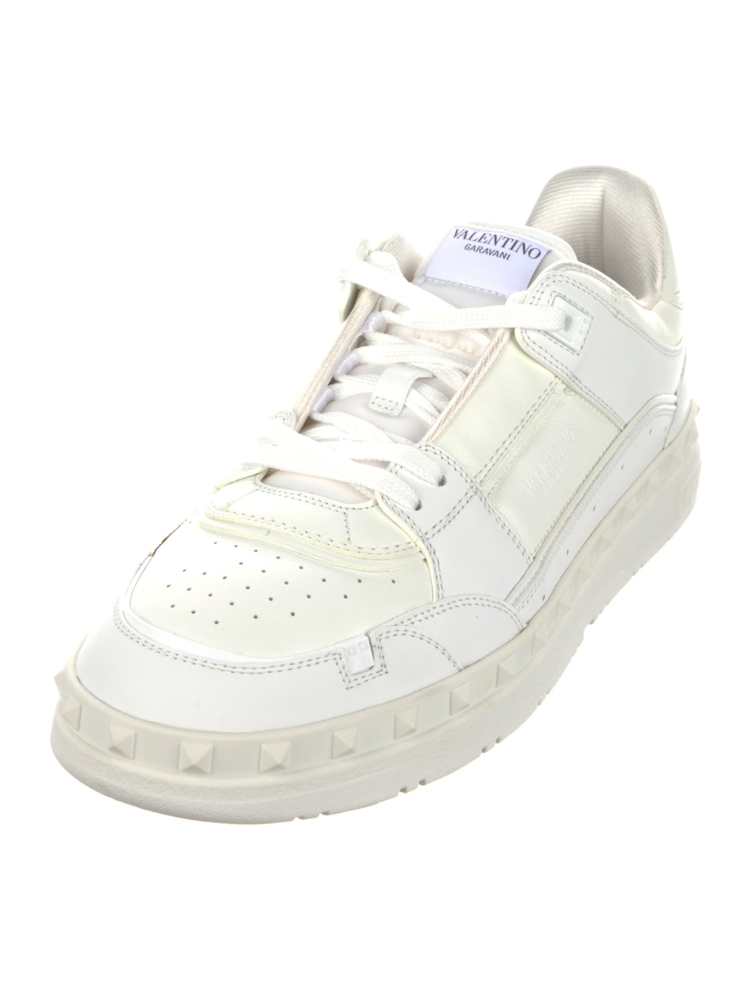 Valentino Rockstud Accents Leather Sneakers
