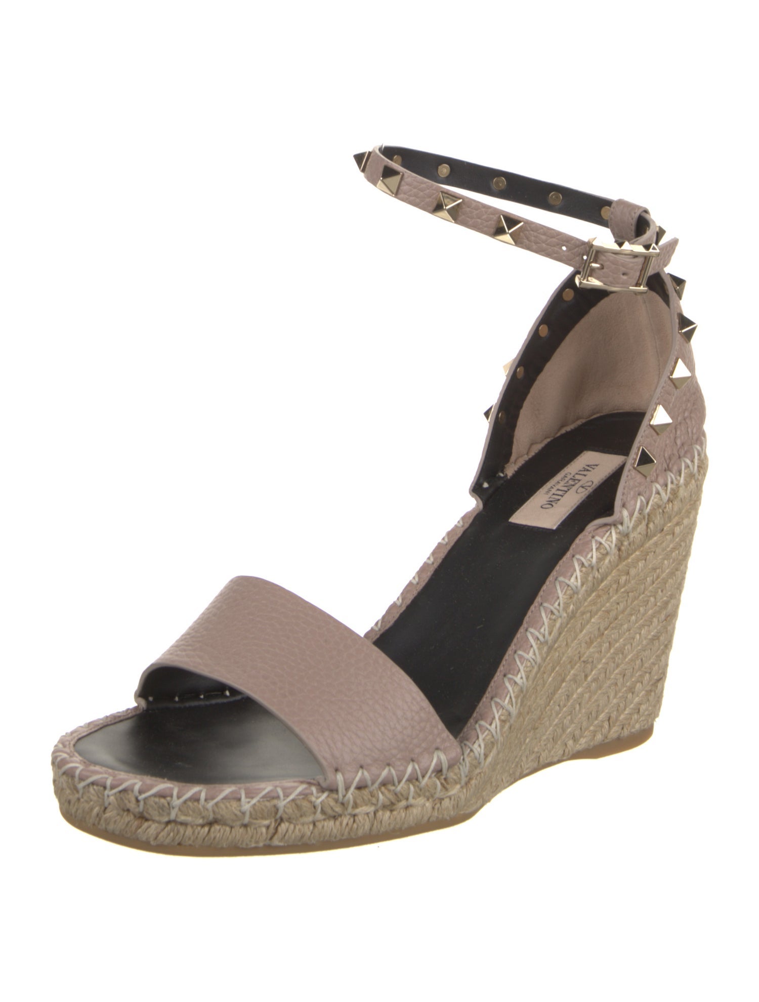 Valentino Rockstud Accents Leather Espadrilles w/ Tags