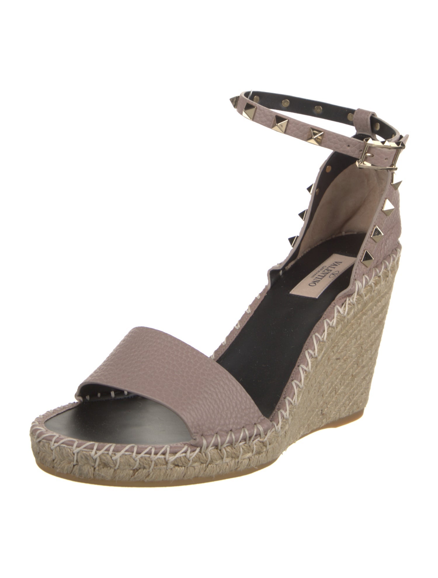 Valentino Rockstud Accents Leather Espadrilles w/ Tags