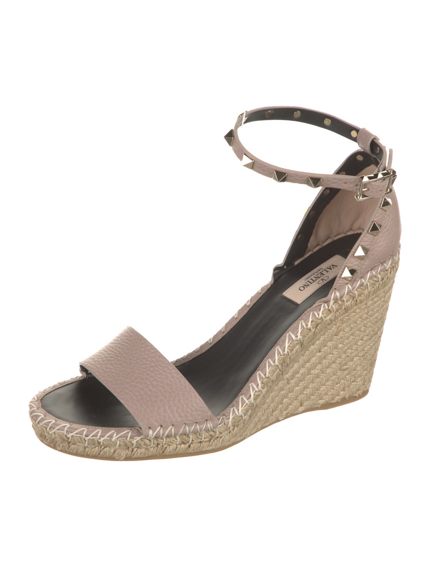 Valentino Rockstud Accents Leather Espadrilles w/ Tags