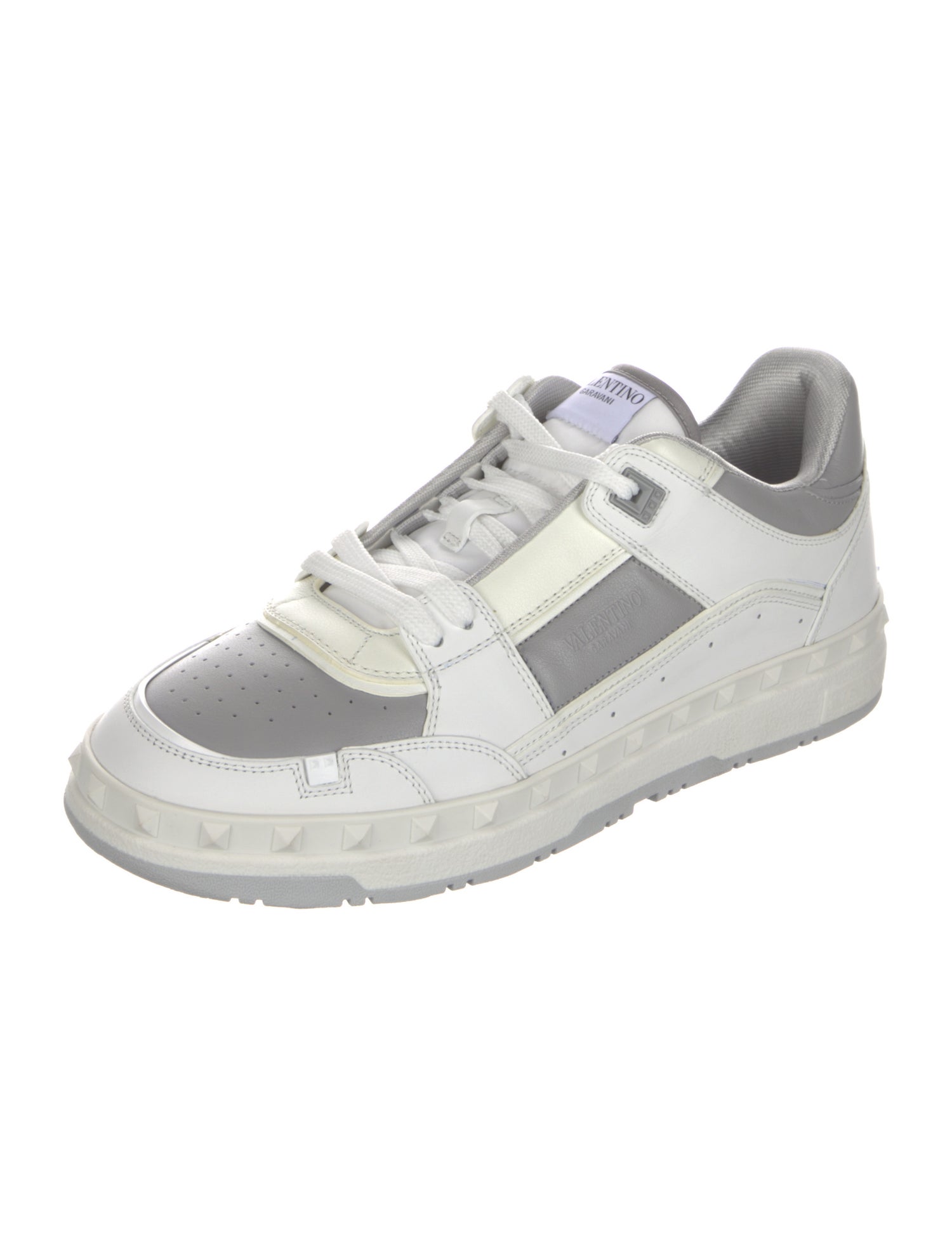 Valentino Leather Colorblock Pattern Sneakers