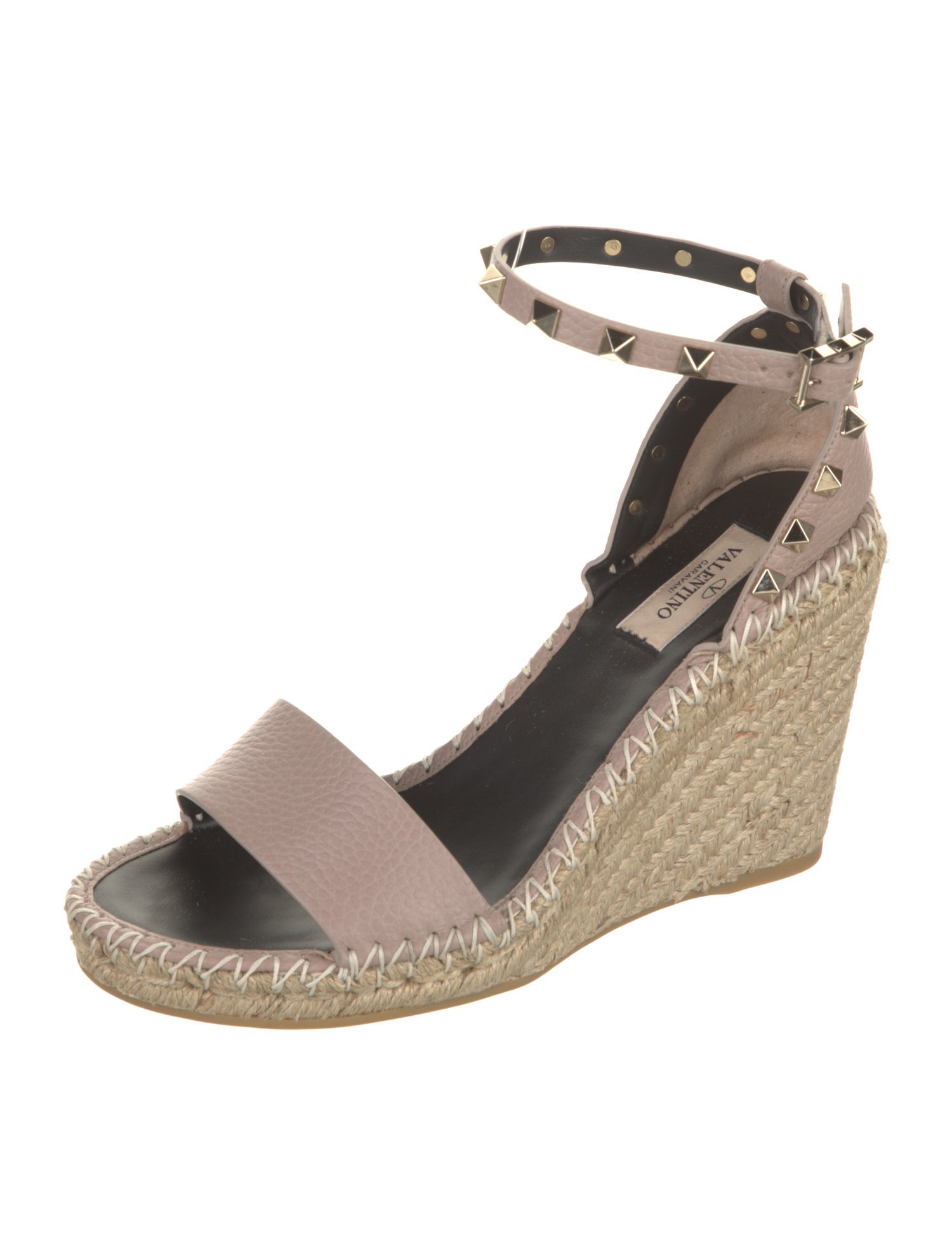 Valentino Rockstud Accents Leather Espadrilles