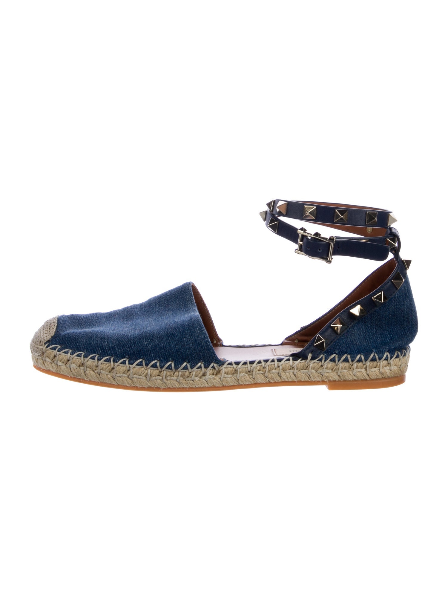 Valentino Rockstud Accents Denim Espadrilles