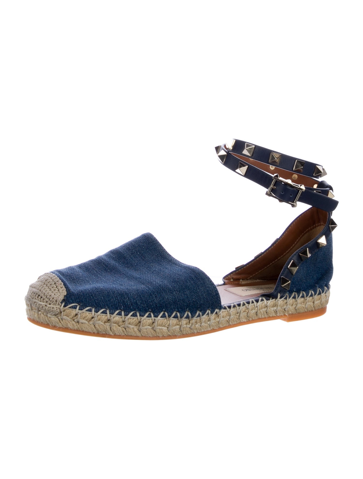 Valentino Rockstud Accents Denim Espadrilles