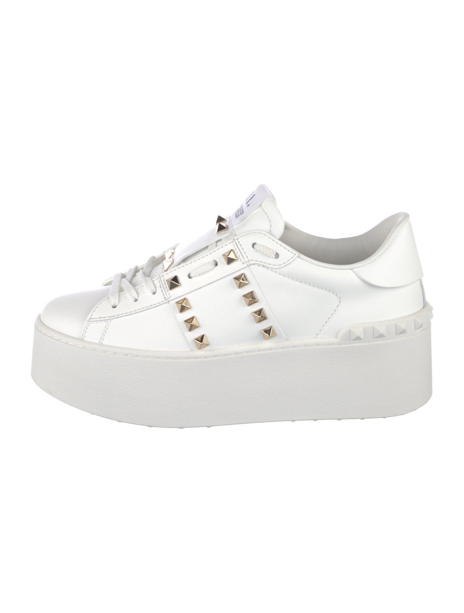Valentino Rockstud Accents Leather Sneakers