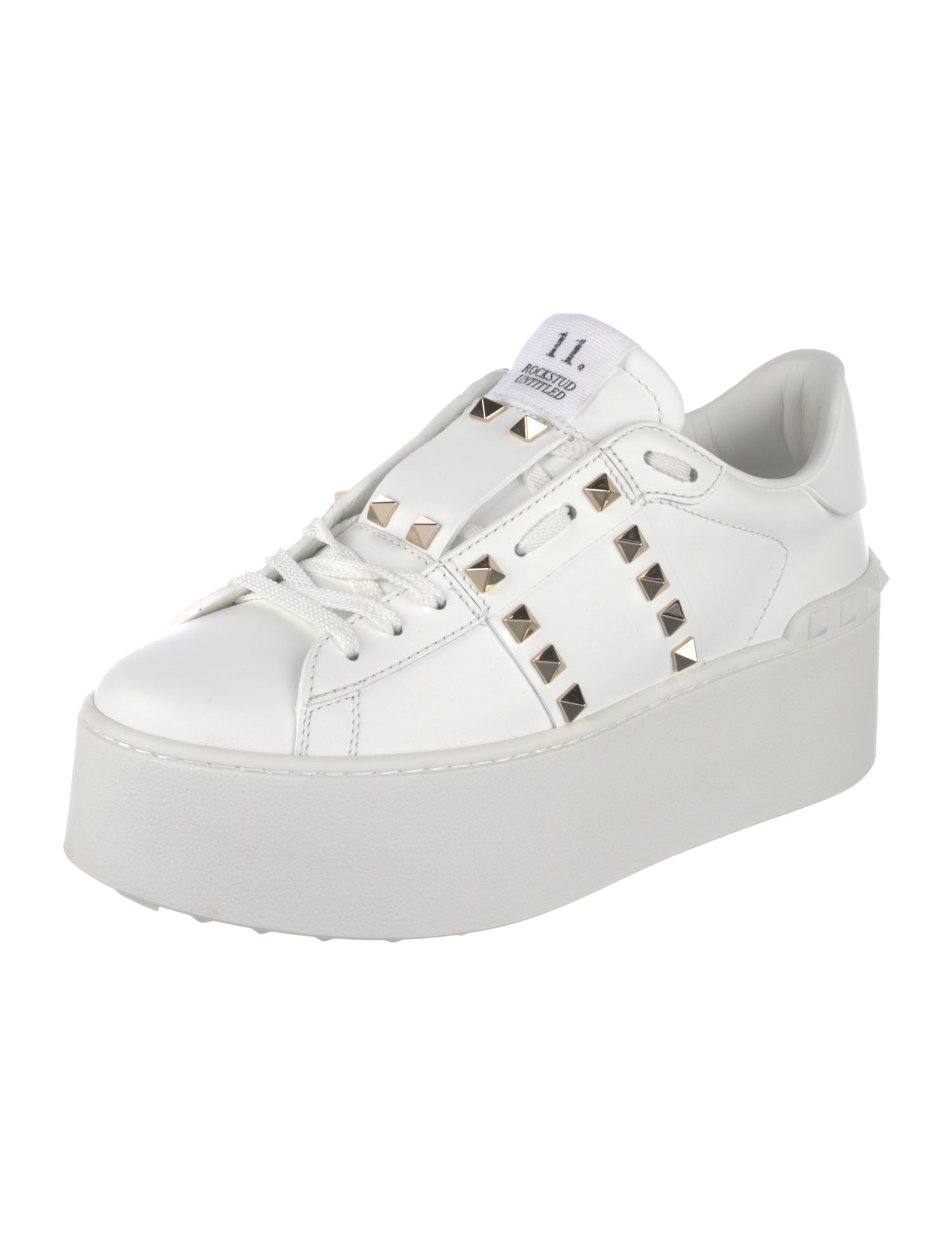 Valentino Rockstud Accents Leather Sneakers