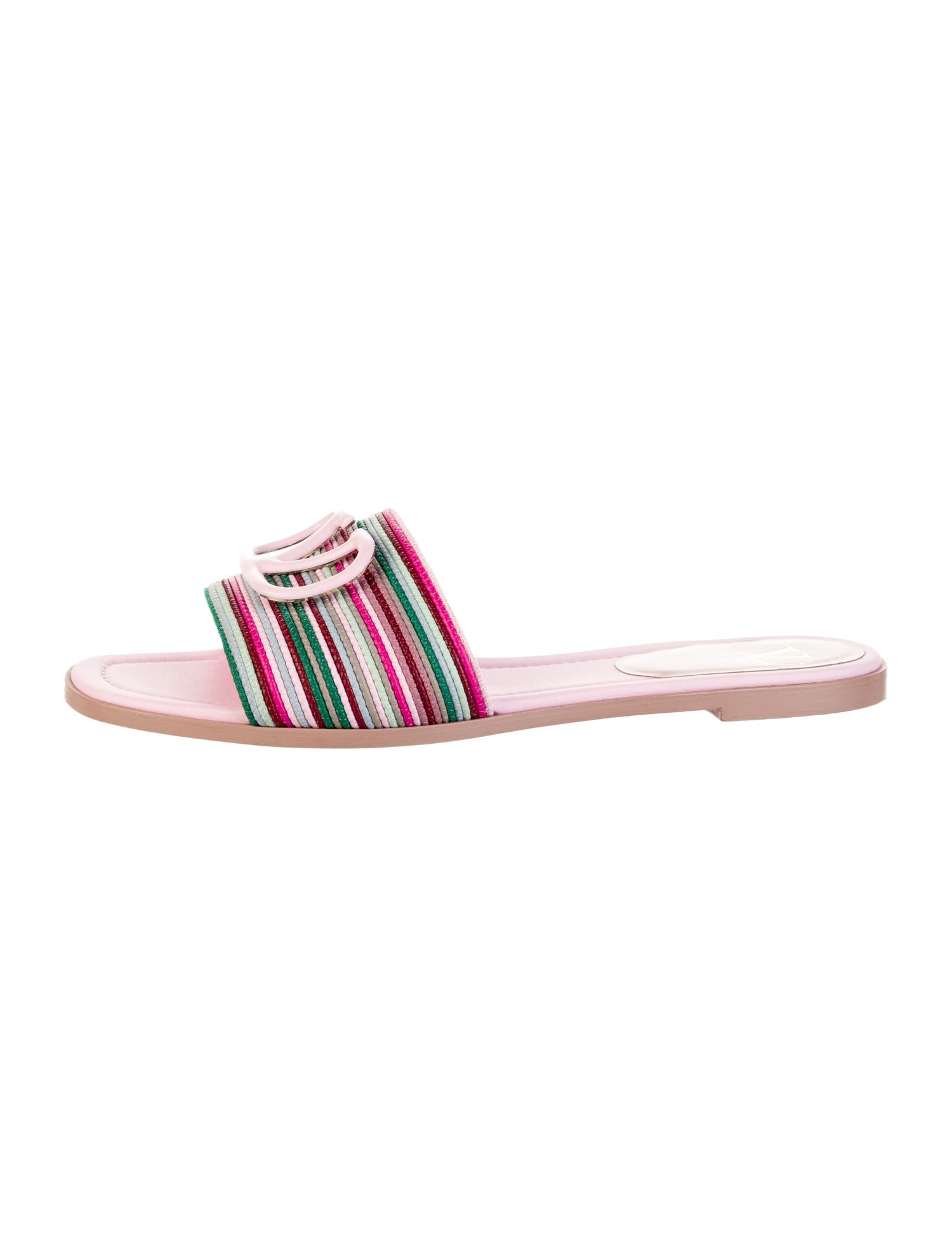 Valentino Leather Striped Slides
